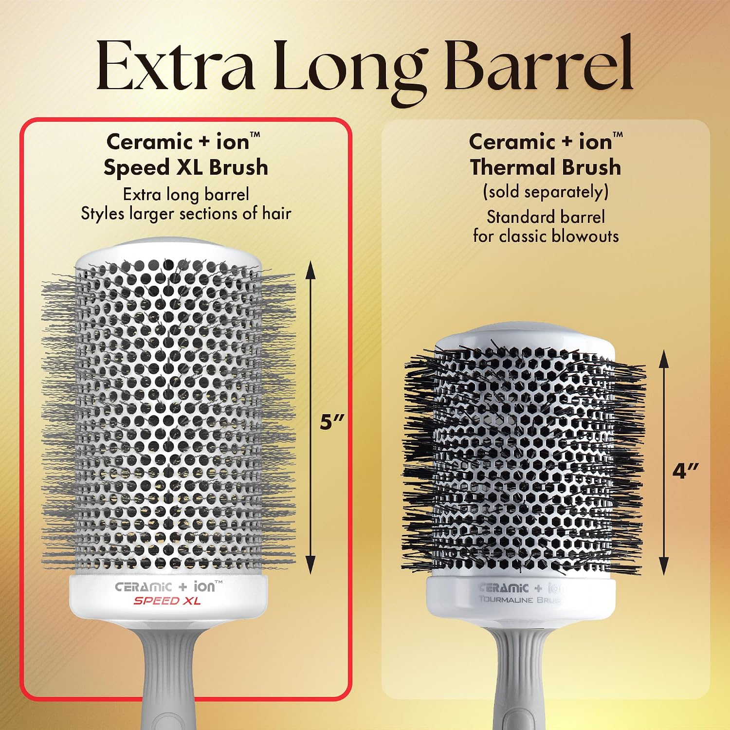 Olivia Garden Ceramic + Ion Speed XL - Extra-Long Round Thermal Hair Brush - Not Electrical - Professional Blowout Brush for Normal to Thick Hair