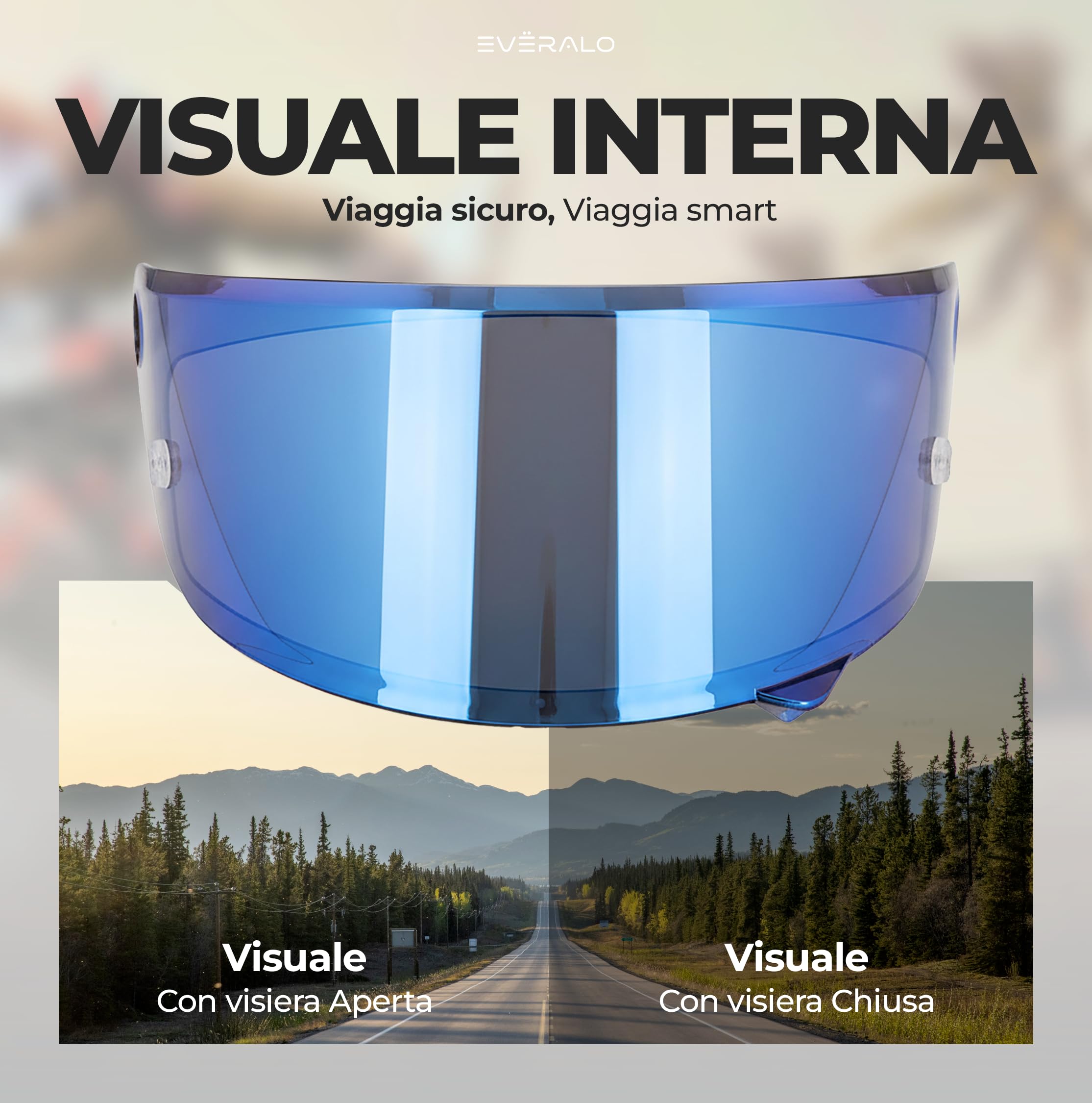 Visiera Compatibile con Hjc RPHA 1 - RPHA 1 V2 CARBON - HJ35 (Blu Elettro)