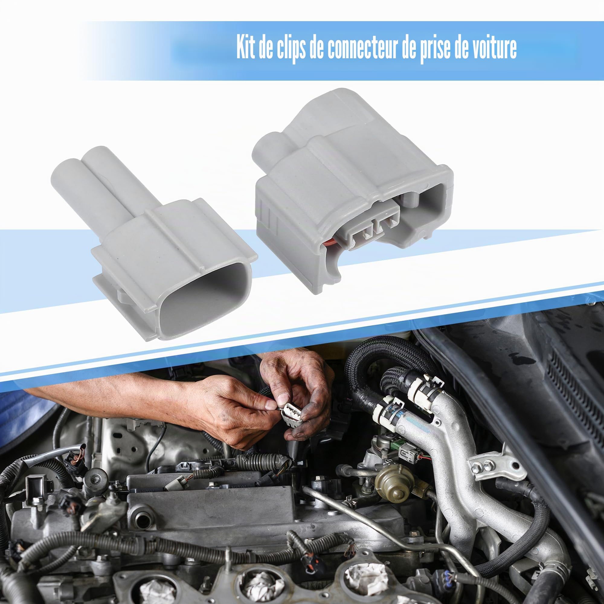 QUARKZMAN Kit Connecteur D'Injecteur 2 Broches M/F Pour Toyota 4 Pcs | Gris, Plastique Cuivre, Pour Toyota, OE 9098011875, Étanche Poussière Et Eau