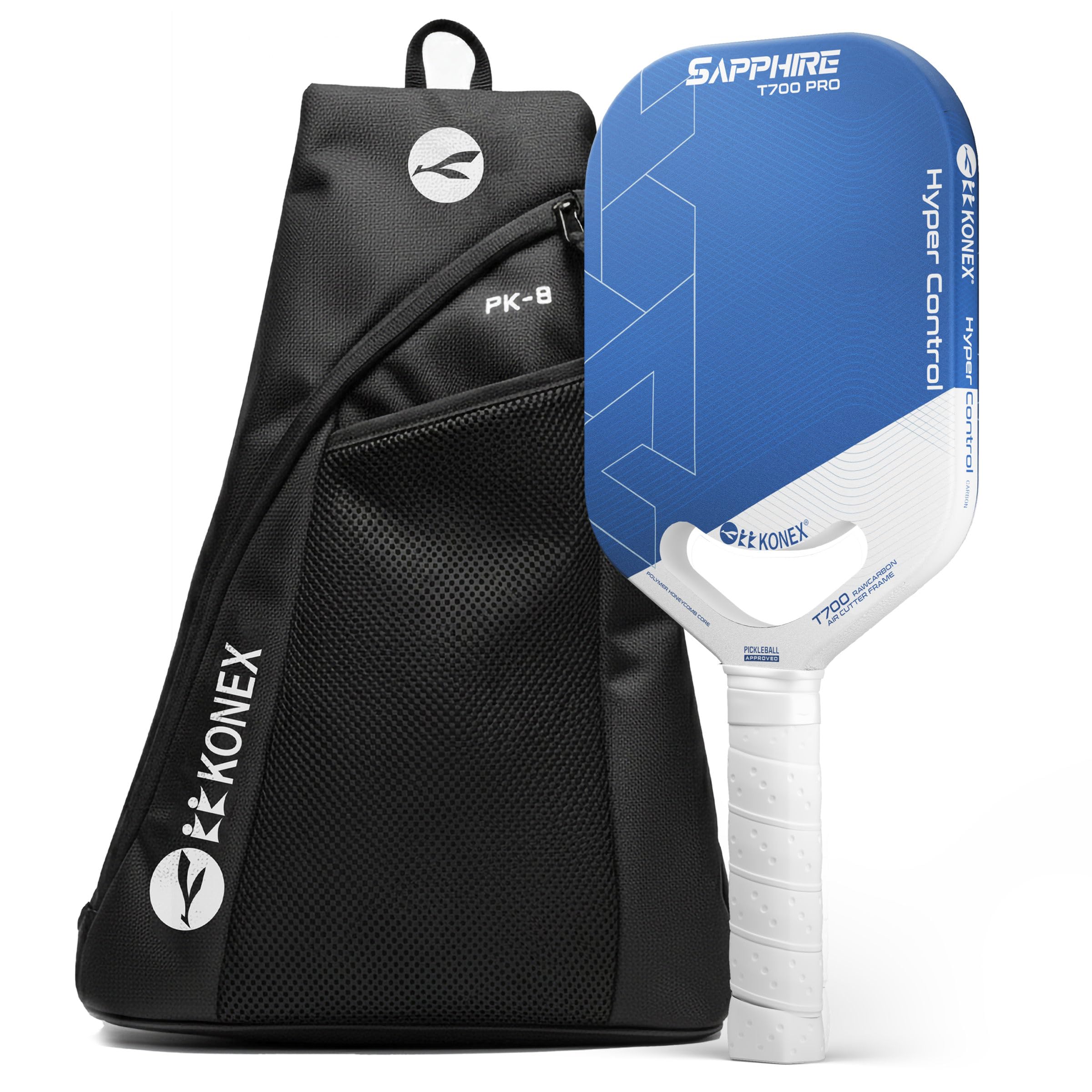 Konex Pickleball Paddle | Thermo Formed Professional Carbon with 16 mm Thickness | Seamless Frame with PU Perforated Handle | Comes Along Paddle Cover Bag - Blue