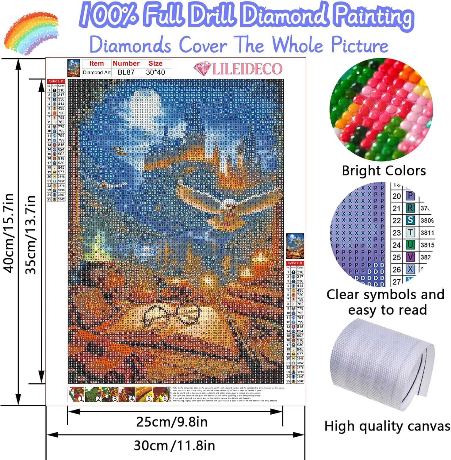 LILEIDECO Diamond Art Kits for Adults, Magic Owl Diamond Painting Kits for Beginner Fantasy Book Castle DIY 5D Full Drill Diamond Dots Crafts for Home Wall Decor Gifts 12x16 Inch