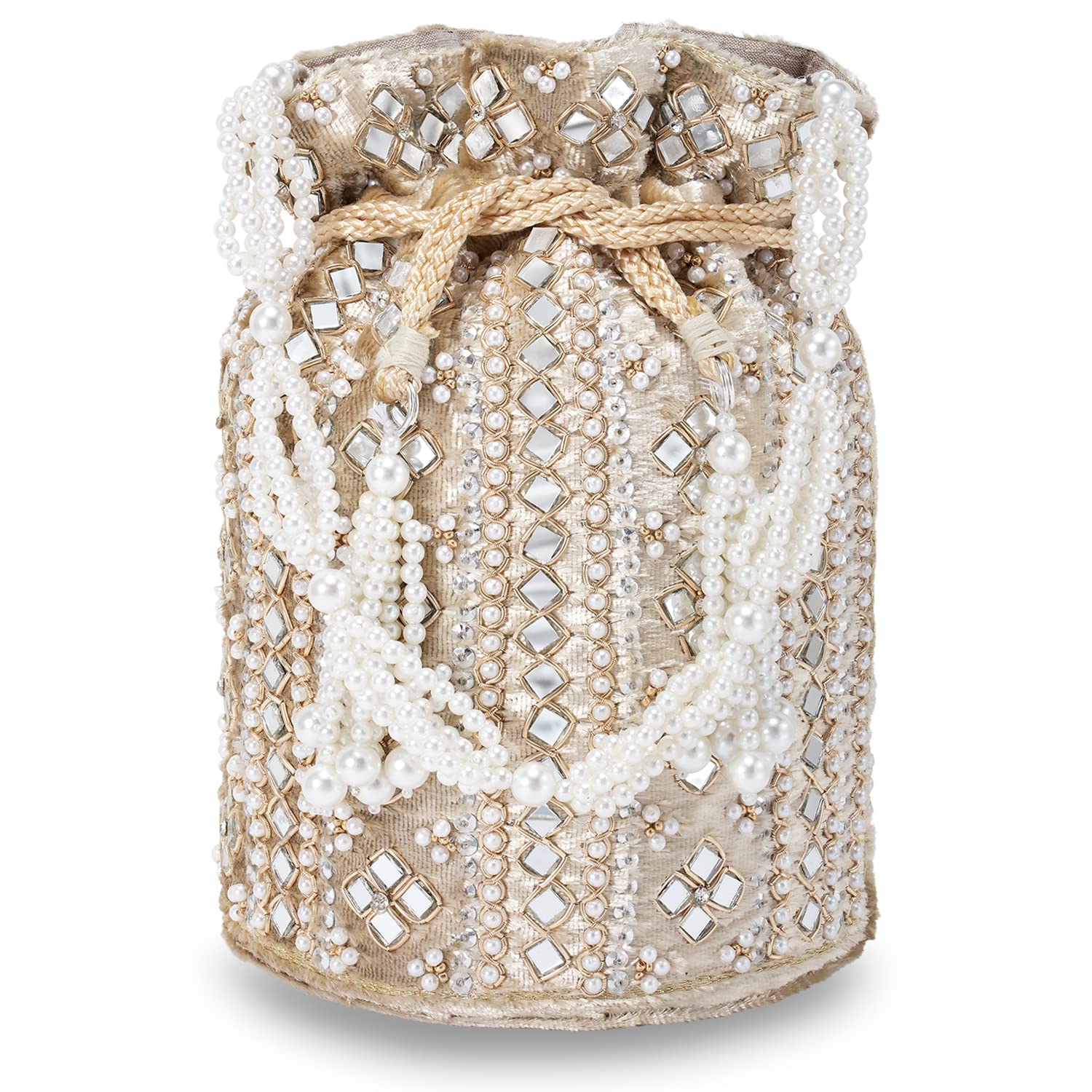 Potli Bags for Women Evening Bag Clutch Ethnic Bride Purse with Drawstring (P25CRM)-image-23