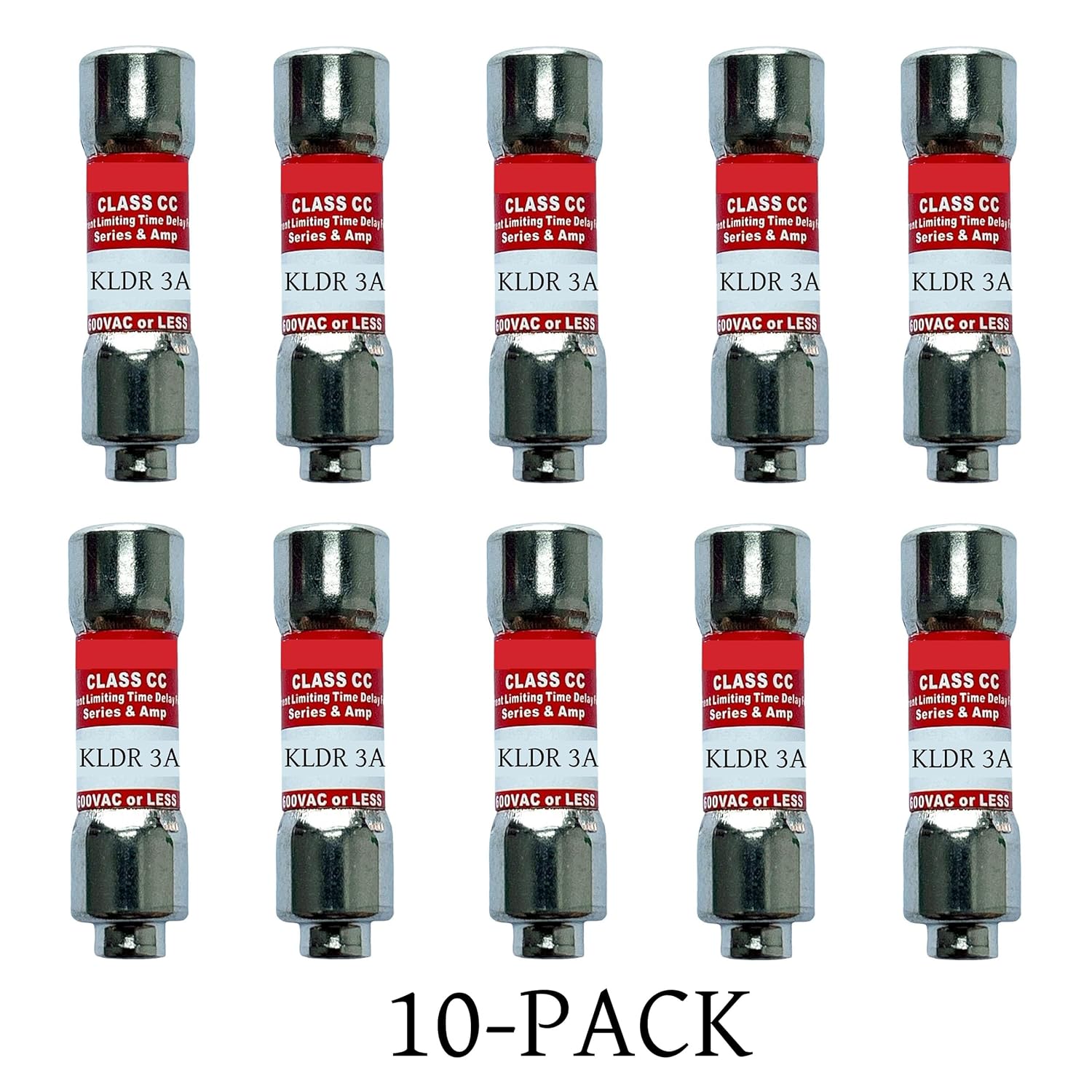 10-Pack New KLDR-3 KLDR-3A 600Vac Time Delay Fuse,KLDR 3A Class CC Cartridge Fuse