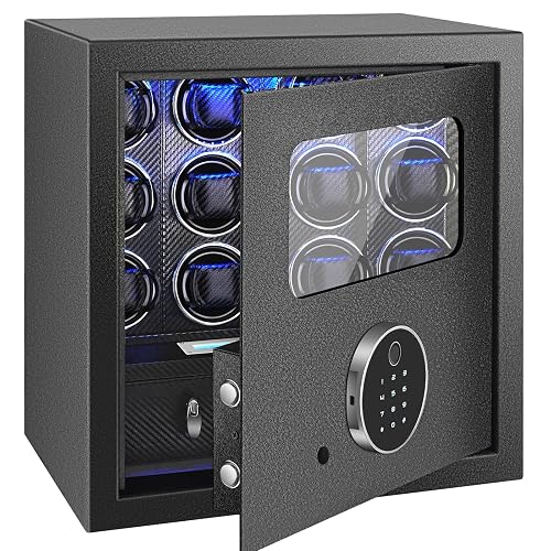 Safe Watch Winder for 12 Automatic Watches,with Digital Lock and