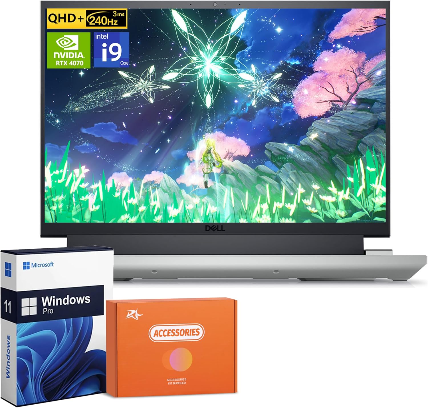 Dell G16 7630 Gaming Laptop, 16 Inch 240Hz Display, Intel i9 13900HX, NVIDIA GeForce RTX 4070, 32 GB DDR5 RAM, 2 TB SSD, Windows 11 Pro, with Accessories