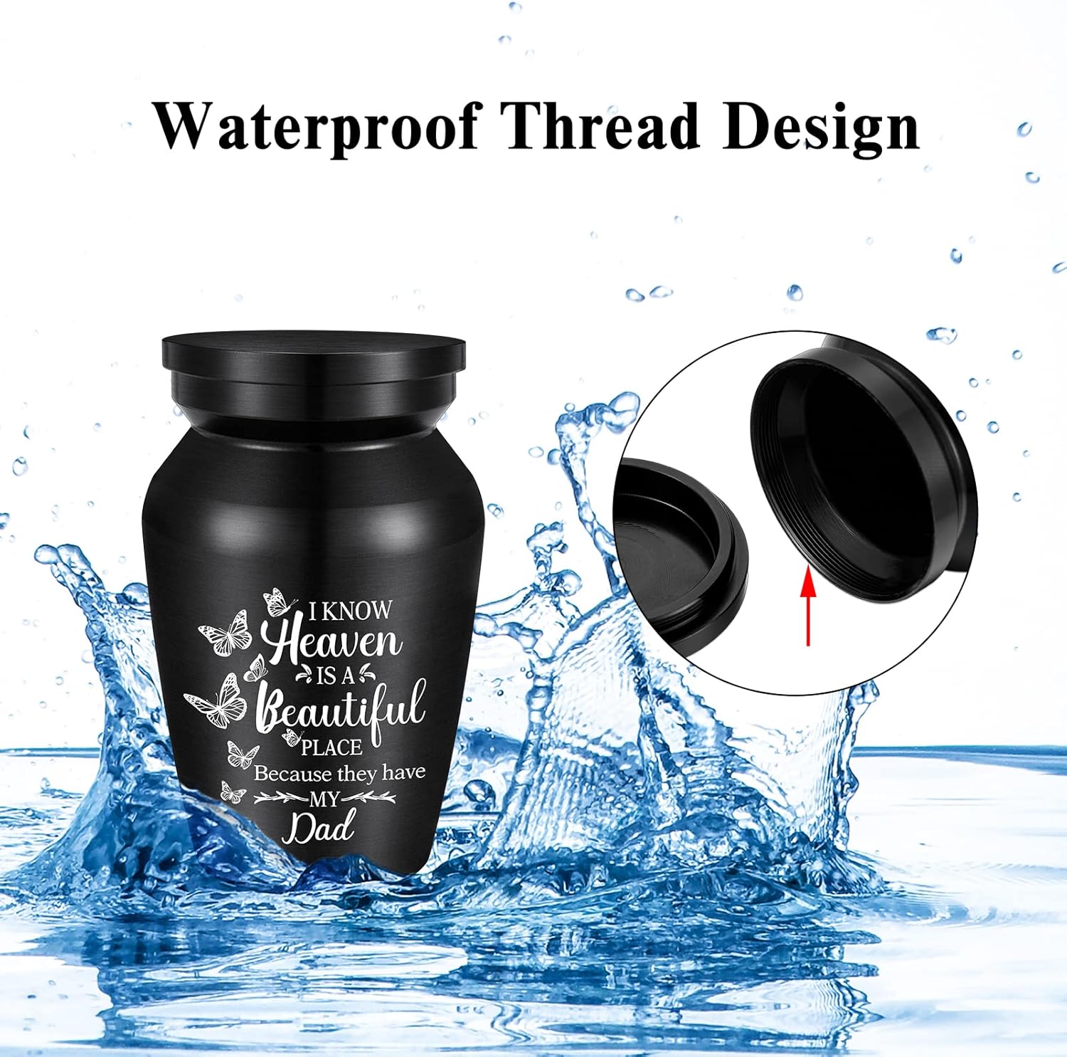 Small Urns for Human Ashes Aluminium Mini Keepsake Urn Butterflies Small Cremation Urns for Ashes Memorial Ashes Keepsake-I Know Heaven is A Beautiful Place Because They Have My Dad - Image 4