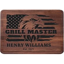Personalized Grill Cutting Board for Men, Custom Engraved American Flag Eagle Design, Grilling Gift for Men, Fathers Day, Birthday, Anniversary, Christmas Gift for Dad, Husband, Grandpa, BBQ Board