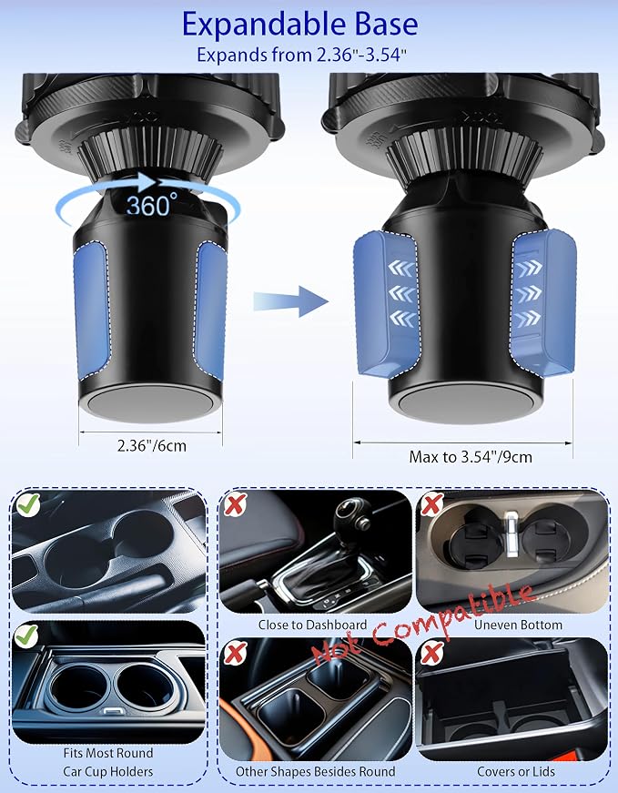 Soporte para vasos de auto ajustable 5 en 1 con bandeja miniatura 3