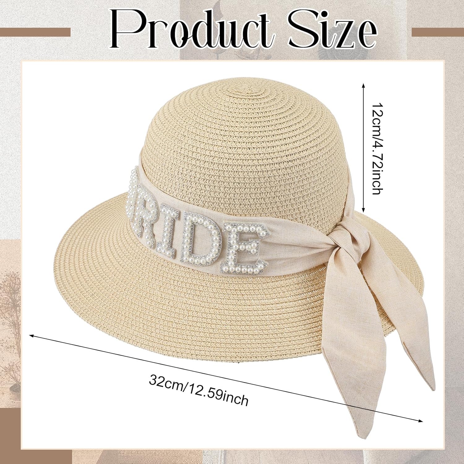 Bride Beach Hat Gift Sun Straw Floppy Hat Bridal Shower Bachelorette Gift for Women Wedding Engagement Party Beige