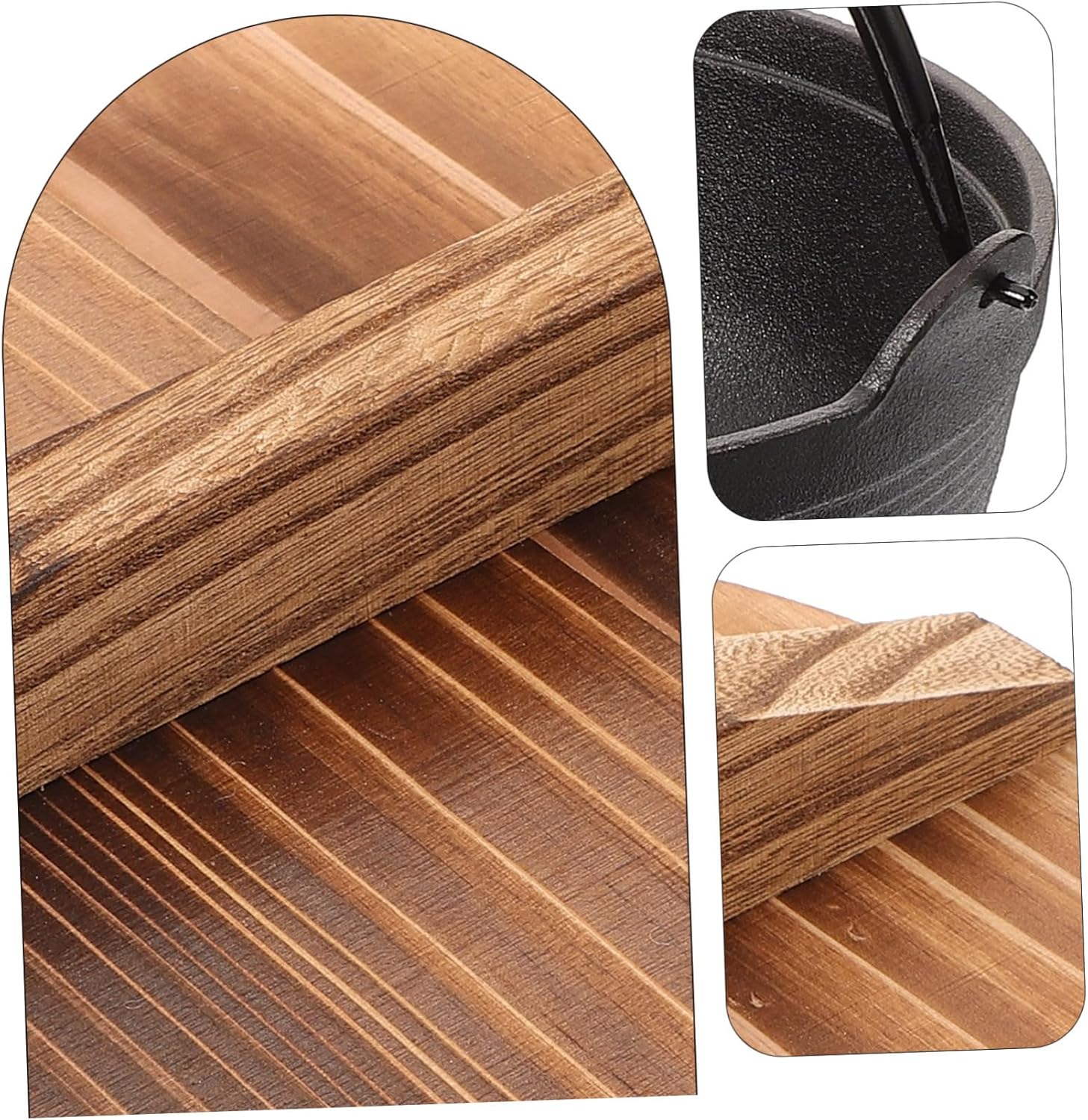 Lidded Iron Cooking Pot Japanese-Style Nonstick Soup Pot for Camping and Outdoor Cooking Durable Cast Iron Design with Wooden Cover for Stewing and Picnics