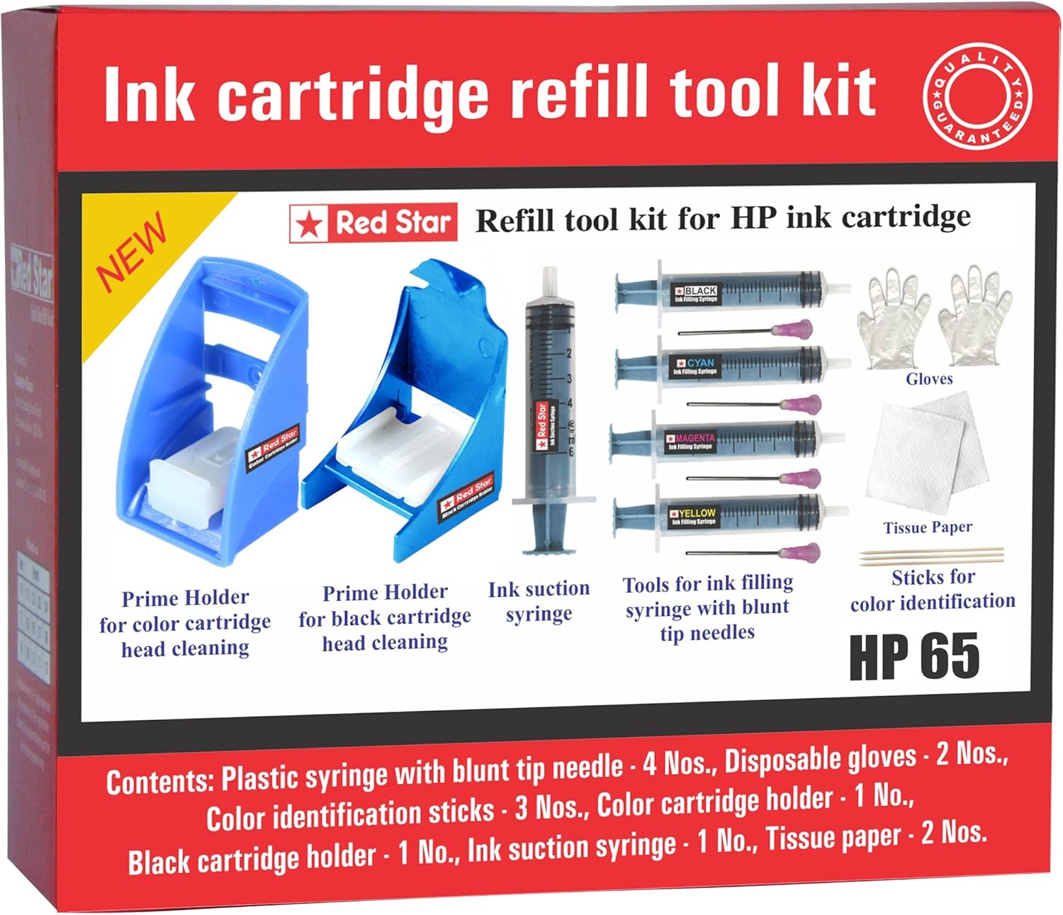 Red Star Ink Refill Tool kit with Suction Prime Holder Clip Suitable