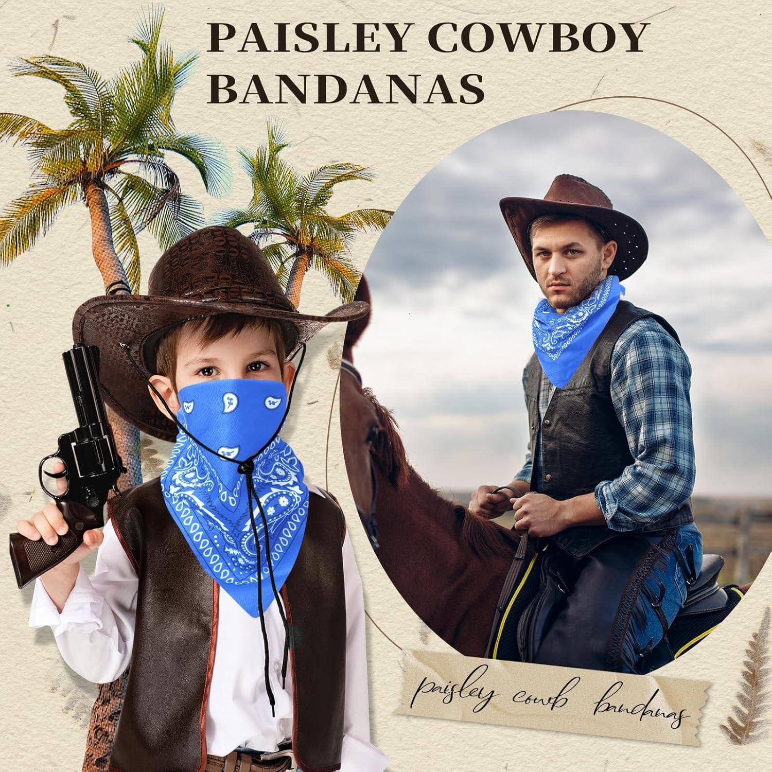 Suhine 12 Pcs Bandanas Bulk 22 x 22 Inch Paisley Headband Cowboy Handkerchief Christmas Thanksgiving Gift for Women Men - Image 5