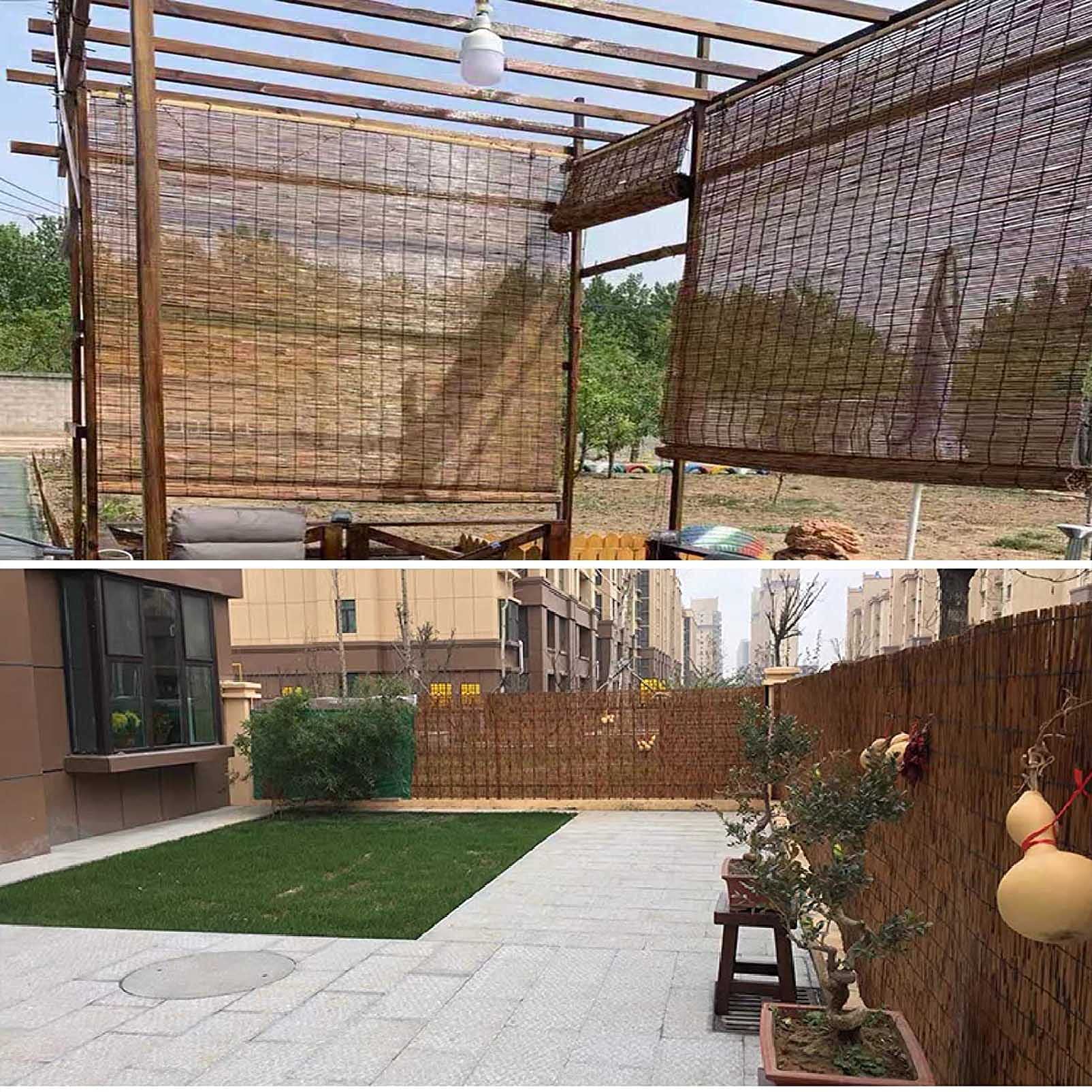 Schermo per La Privacy del Balcone, Stuoia Cannette Ombra Recinzione Esterno Rilegata Pannelli per Recinzione per Terrazze, Tende da Esterno in bambù, Tessuto A Mano, Recinzioni Decorative