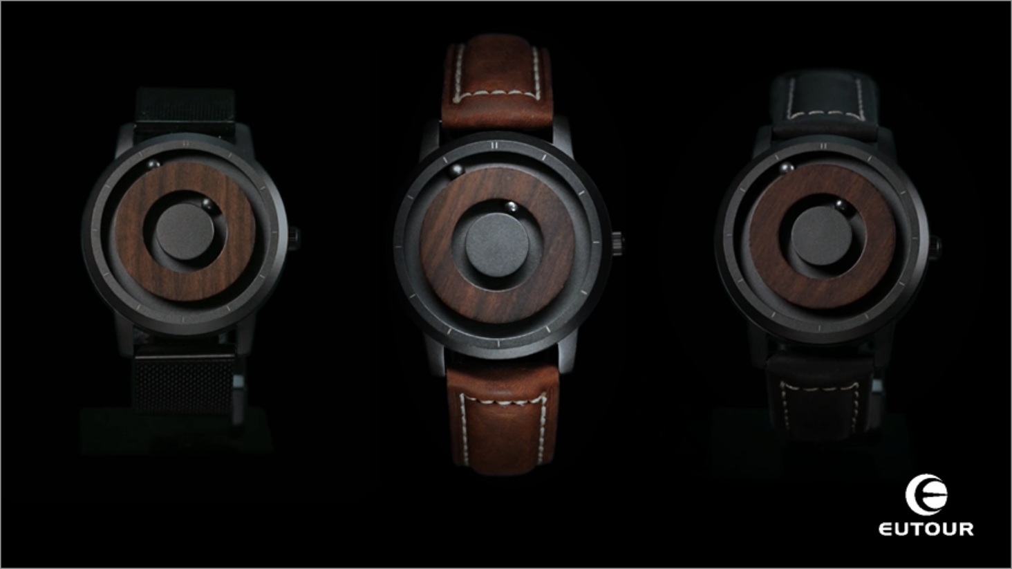 Orologio Uomo In Legno Magnetico EUTOUR – 40 Mm, Movimento Al Quarzo, Design Unico