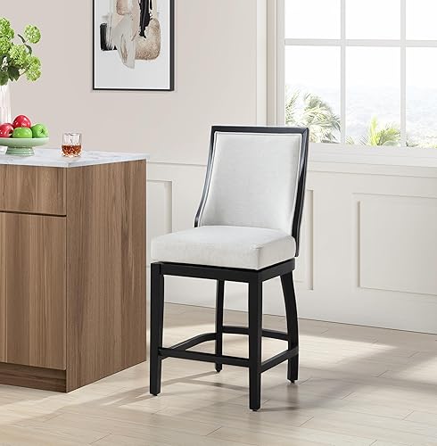 Miniatura 2 de Home Katherine - Taburete giratorio de bar con mecanismo de giro de 360, taburetes modernos de granja para encimera de cocina con tapicería de tela