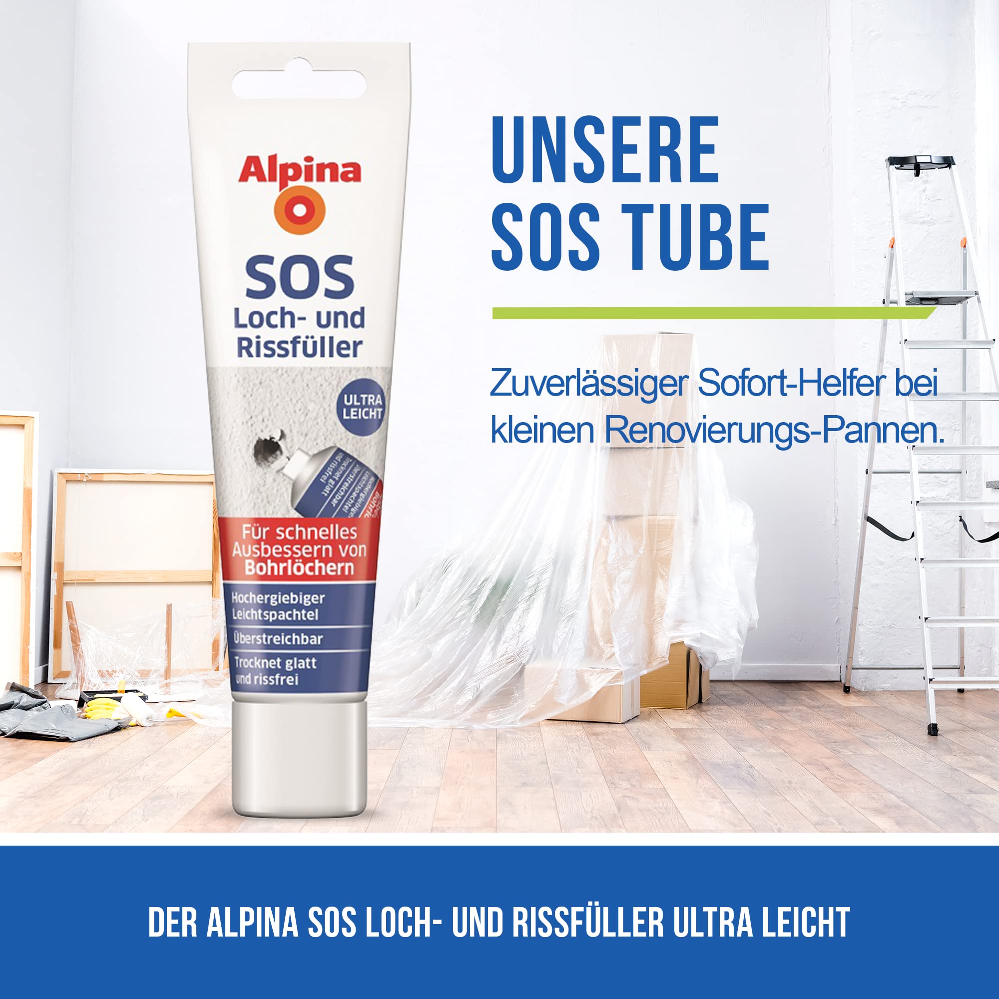 Box aus 20x Loch- und Rissfüller 100 ml für eine glatte & rissfreie Oberfläche, Fertigspachtel innen für Wand & Decke