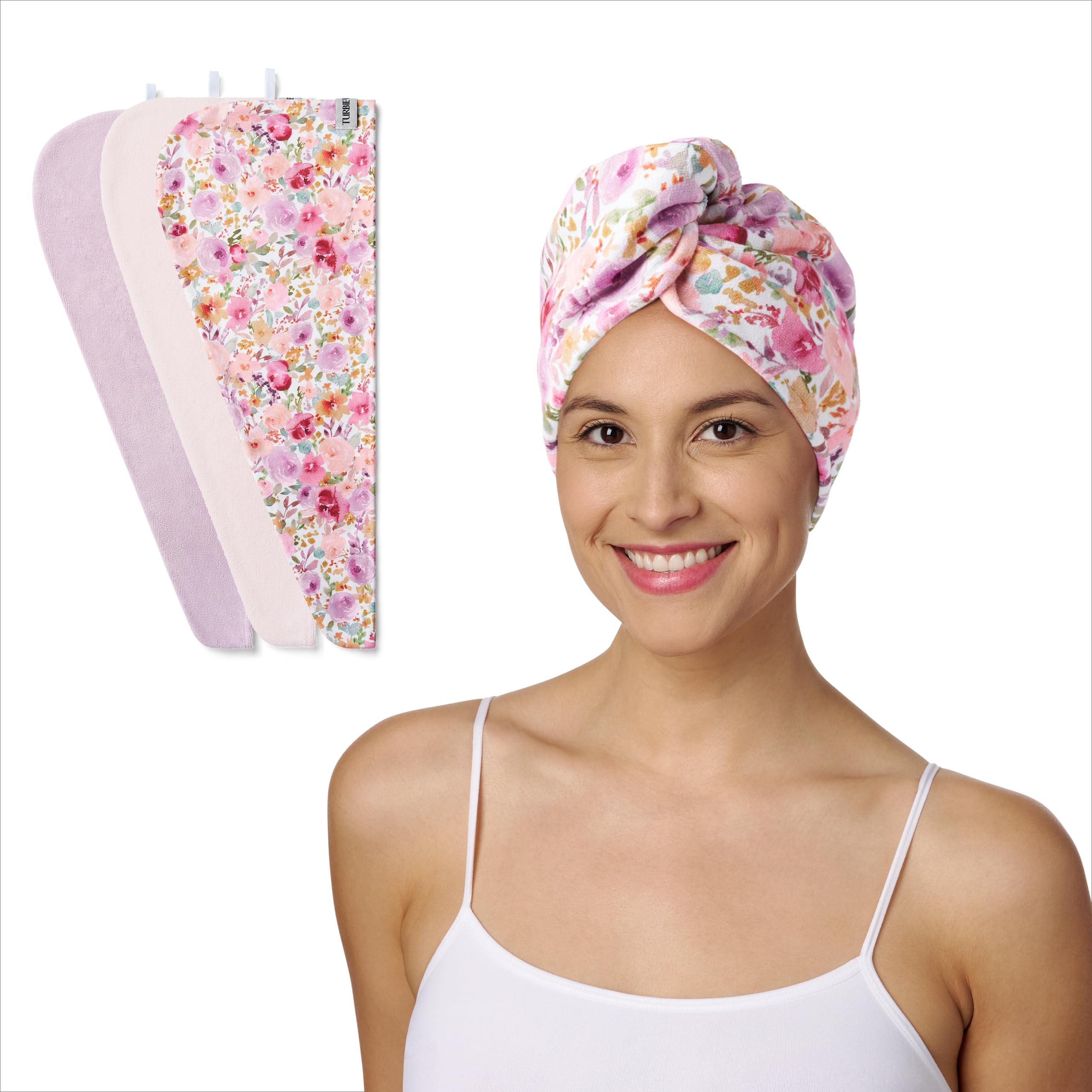 Turbie Twist 3-Pack Microfiber Hair Towel for Beauty, Travel, Gifting - Hair Wrap Turban for Straight, Wavy & Curly Hair - Premium Personal Care -