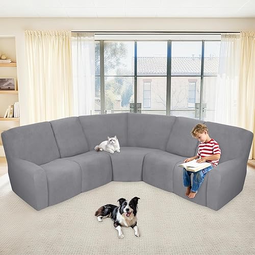 Miniatura 2 de ALIECOM Fundas impermeables para sofá reclinable seccional reclinable, elástica en forma de L, lavable de tela jacquard, protector para perros y
