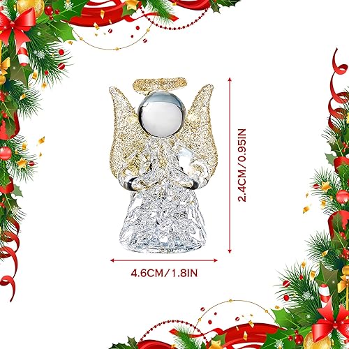 Miniatura 2 de 12 piezas de adorno de ángel de Navidad de tamaño mini de cristal transparente colgante ángel adorno árbol colgante decoración de árbol de Navidad