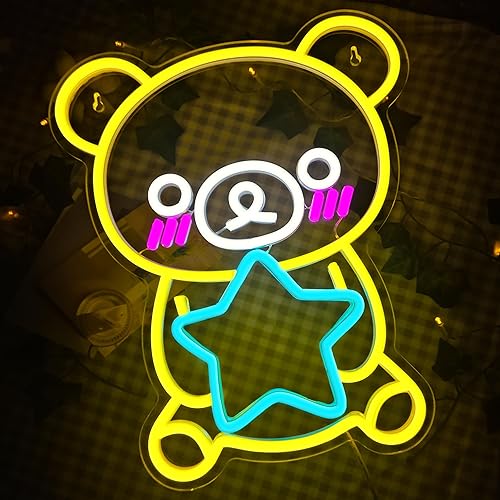 Miniatura 2 de Bonito letrero de neón de oso para decoración de pared, lámpara LED alimentada por USB, para dormitorio, sala de estar, fiesta, bar, decoración de