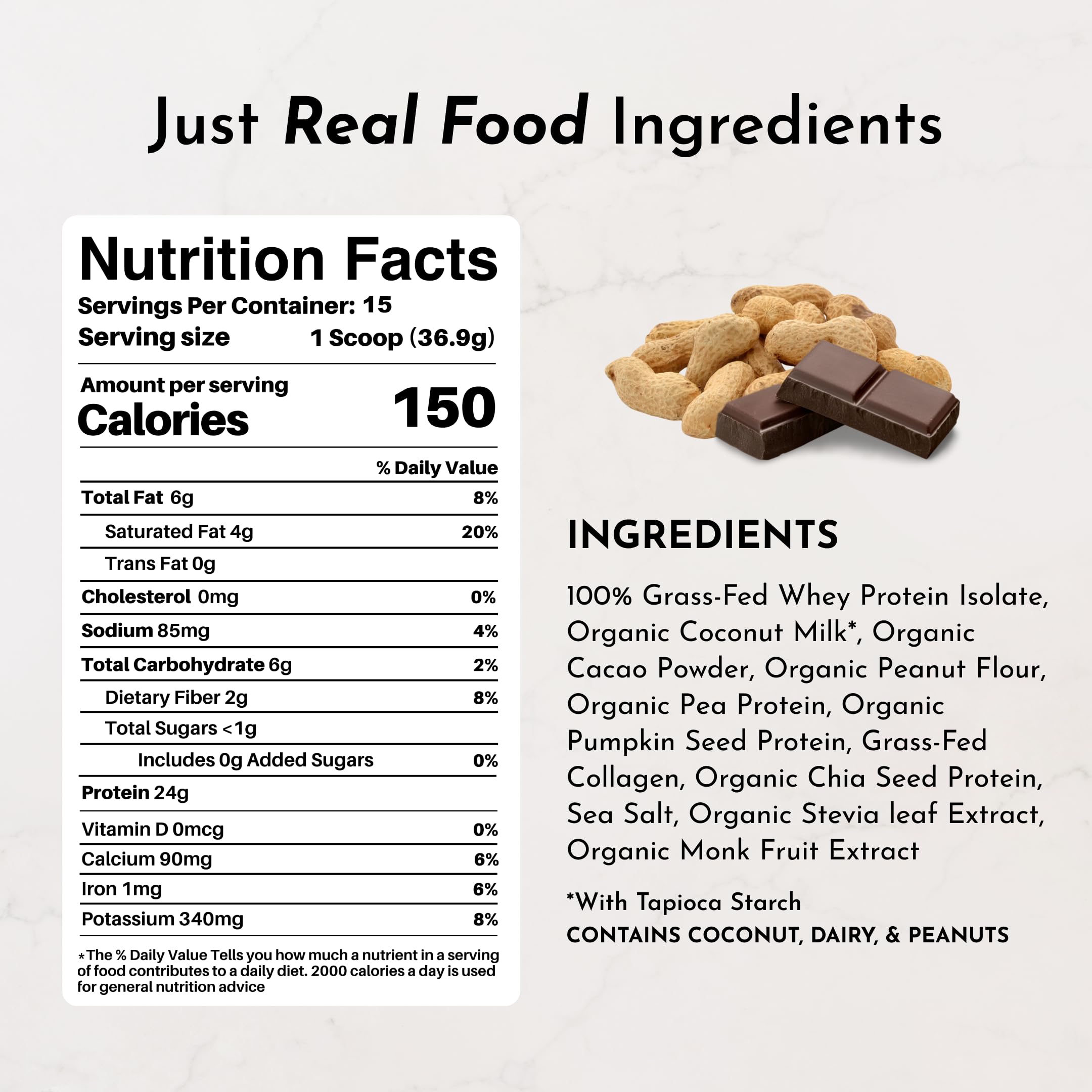 JUST INGREDIENTS Peanut Butter Choc Protein Powder - Whey Protein - 15 Serv — Amazon image 4
