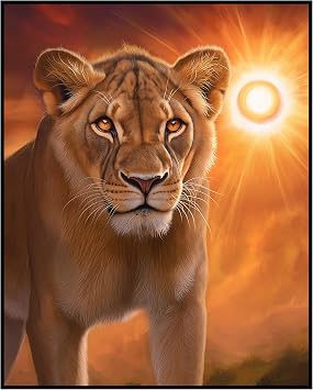 Posterizer - majestic lion standing on a savannah hilltop in the sunset -2 - Art for Animal Lovers - Gift for Men Women Teens - Decor for Home & Office-08x10 unframed wall art