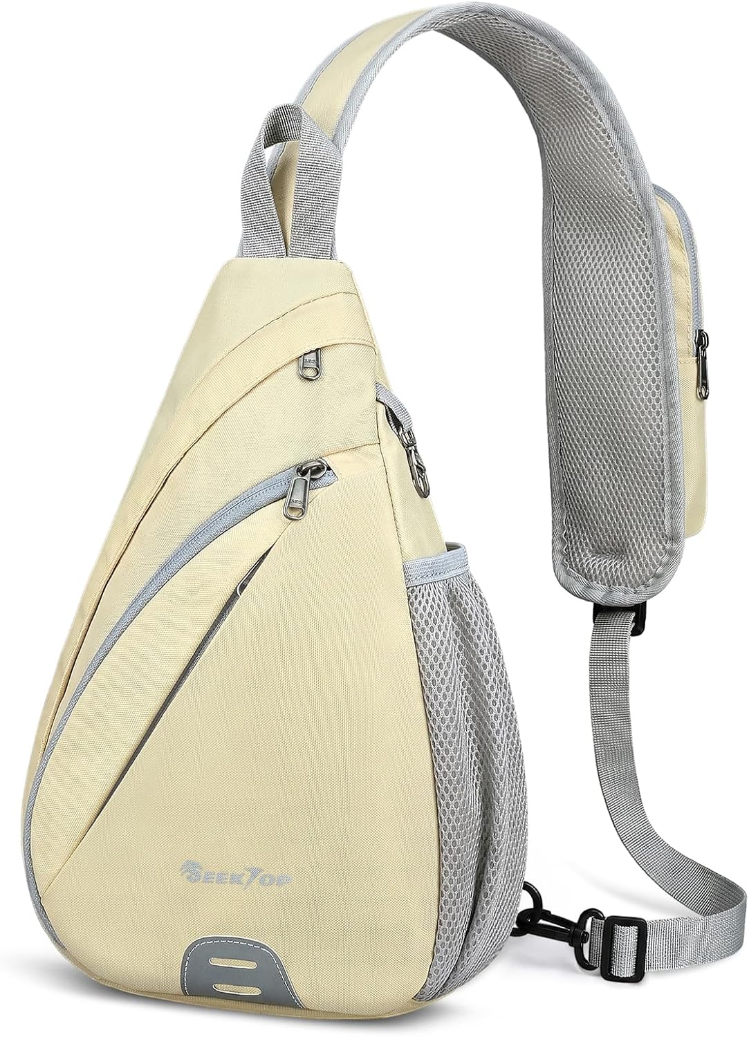 Seektop Anti Theft Crossbody Bag for Women RFID Blocking Waterproof Sling Backpack Lightweight 400D Nylon Small Chest Pack Shoulder Bag for Travel Hiking Commuting Men Beige
