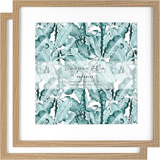 Cooper & Co. Homewares 40 x 40 cm Matt to 30 x 30 cm Premium Paradise Wooden Photo Frame Set of 2 Pieces, Oak