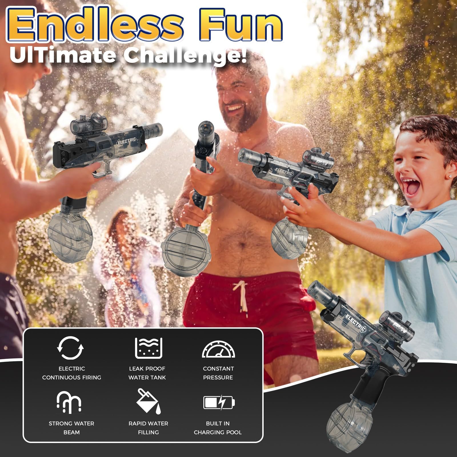 Pistolet à Eau Farceur Bidirectionnel – Double Jet Pour Blagues Et Jeux D'eau En Extérieur – Léger Et Manuel