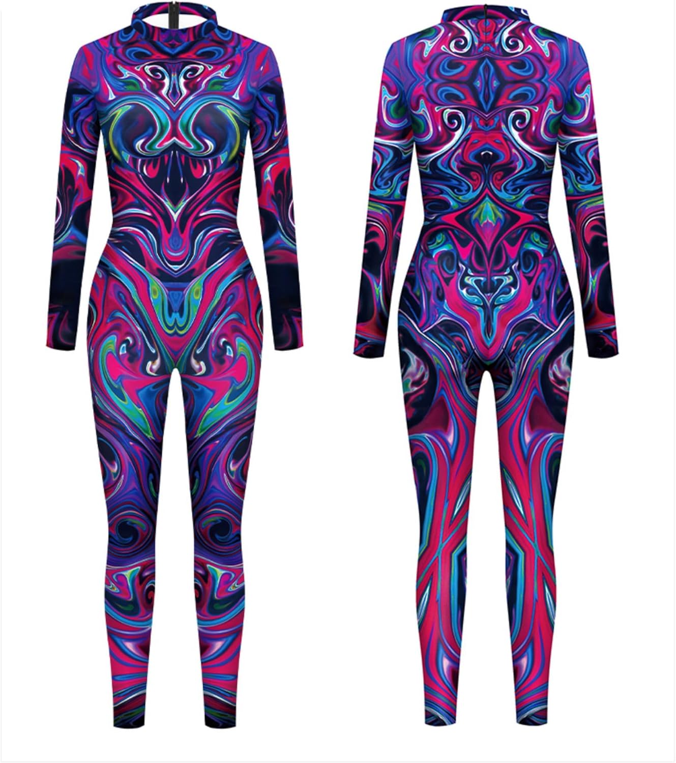 Unisex Halloween Party Costumes Jumpsuits Digital Printed Skinny Catsuit Costume - Image 3