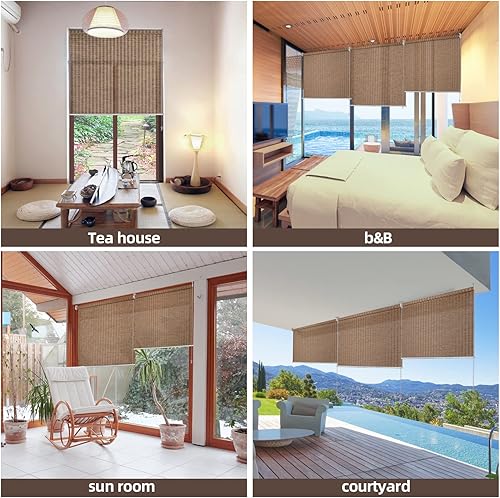 Miniatura 3 de RED GRAPES Persianas enrollables, cortinas enrollables para el hogar, fáciles de instalar (café claro, 28 pulgadas)