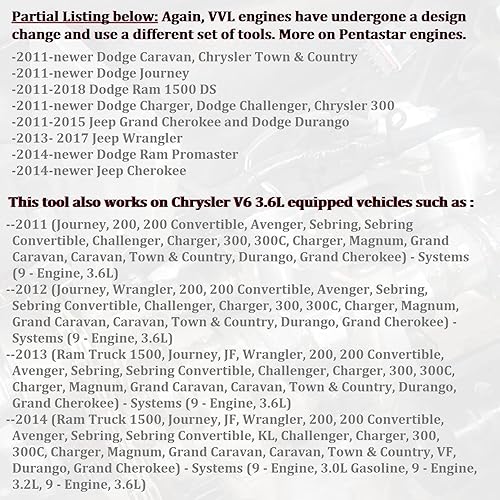 Miniatura 5 de Bolaxin 6 herramientas de cadena de distribución Phaser de árbol de levas compatibles con VW Chrysler Jeep Dodge 3.6L 10200A 10369A 10202A