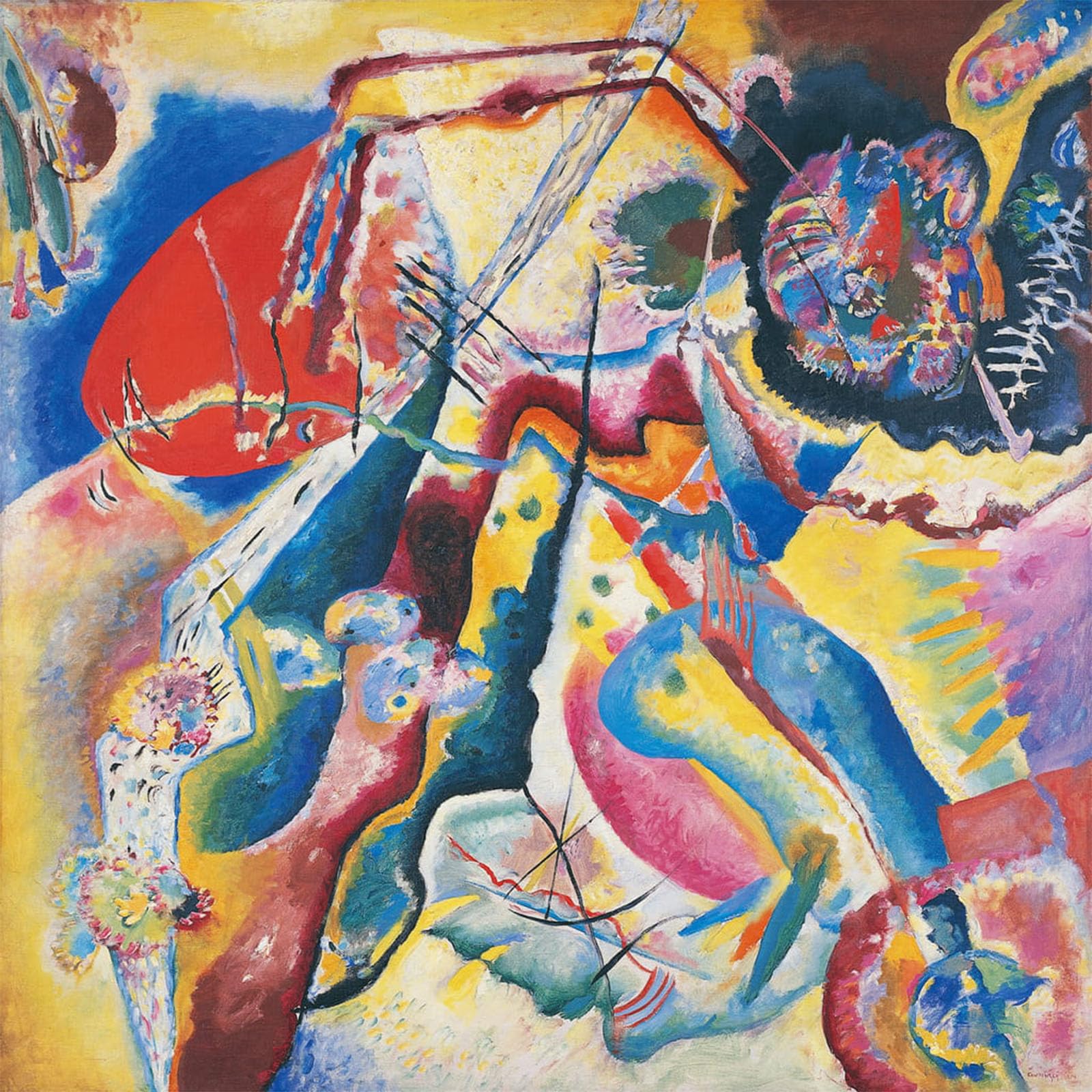 ARTXLXXBN Famous Painting Canvas Artwork Graffiti Print Painting with Red Spot by Wassily Kandinsky Portrait Canvas Image for Home Decor 60x90cm