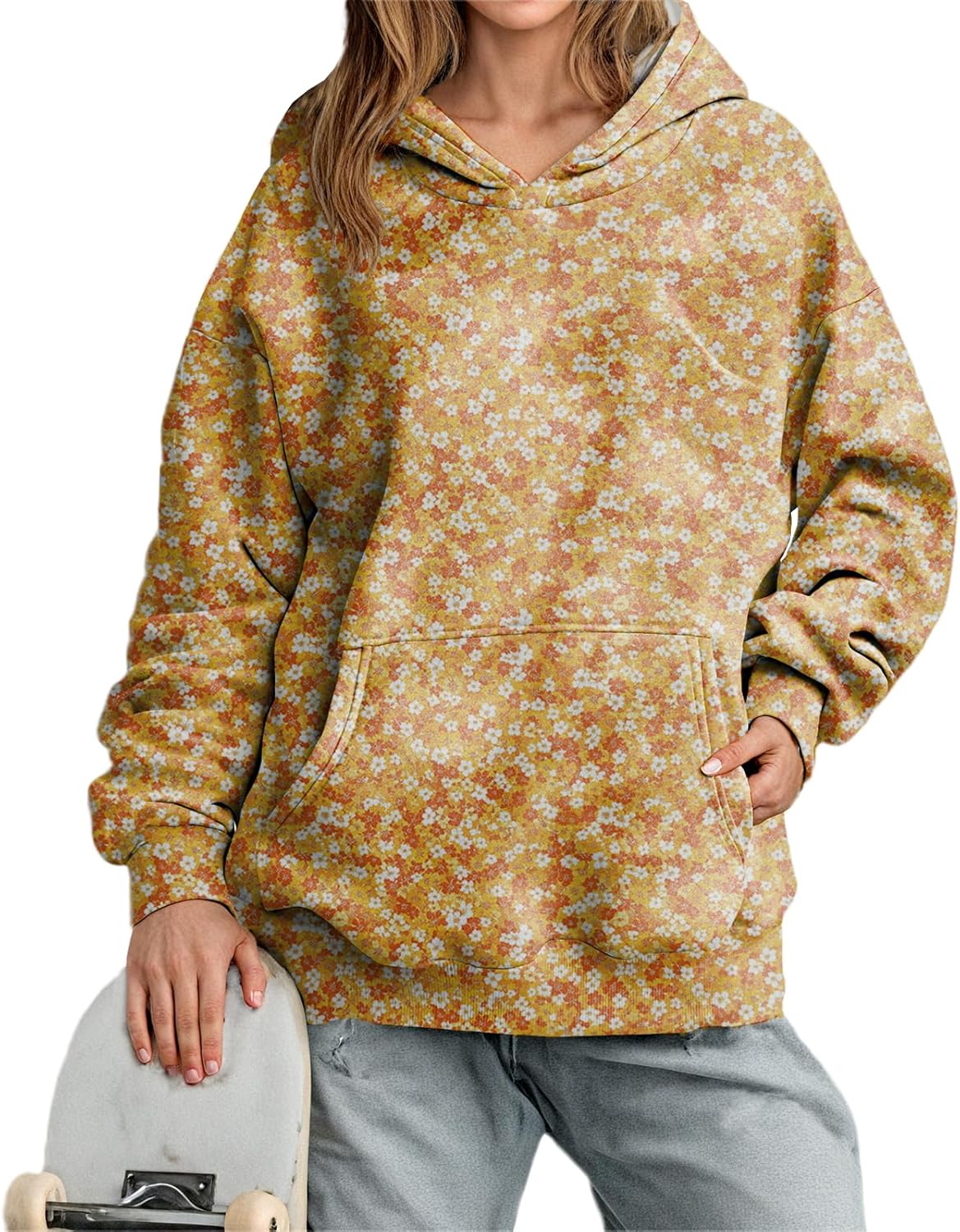 MARSVOVO Pullover Hoodies for Women Fall Winter 2025 Oversized Trendy Casual Tops Daily Versatile Sweatshirts with Pocket