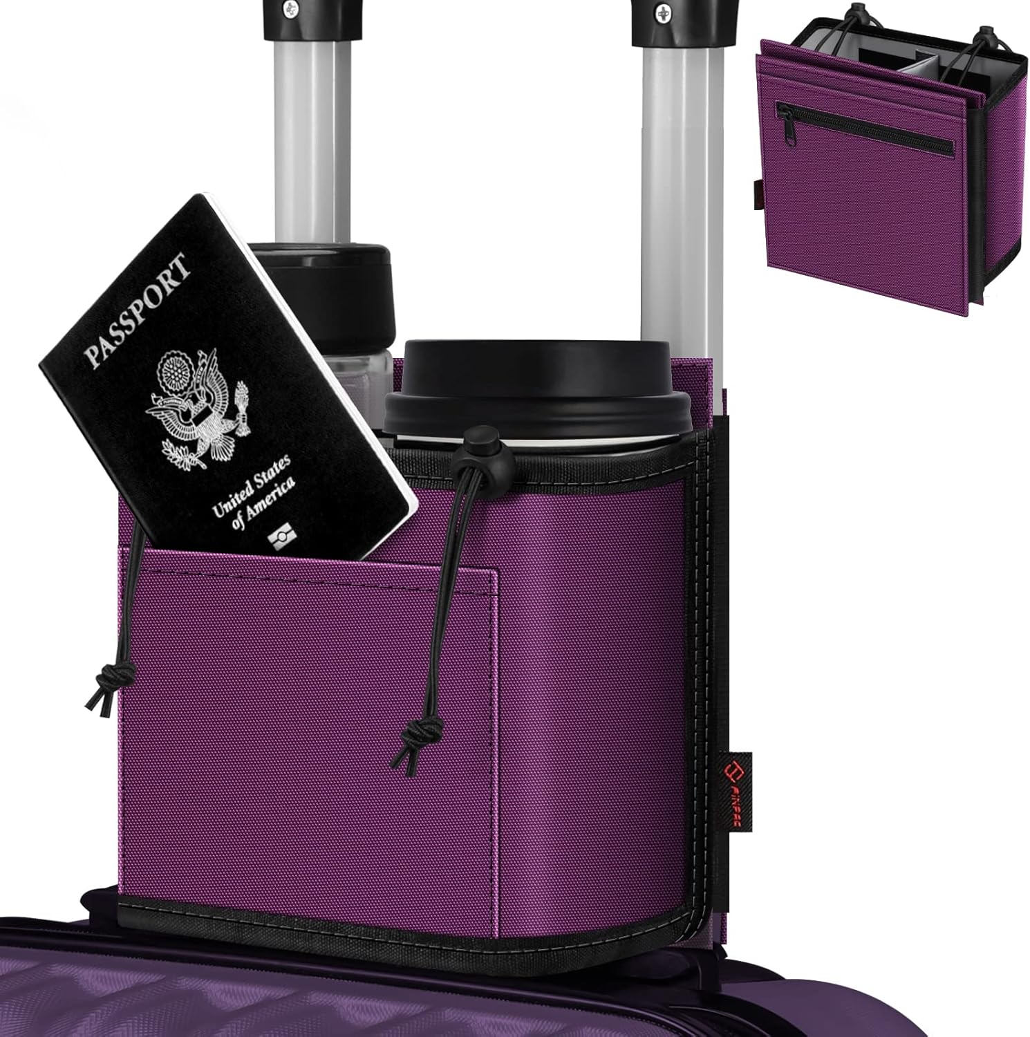 Luggage Cup Holder, FINPAC Travel Free Hand Drink Caddy w/Adjustable