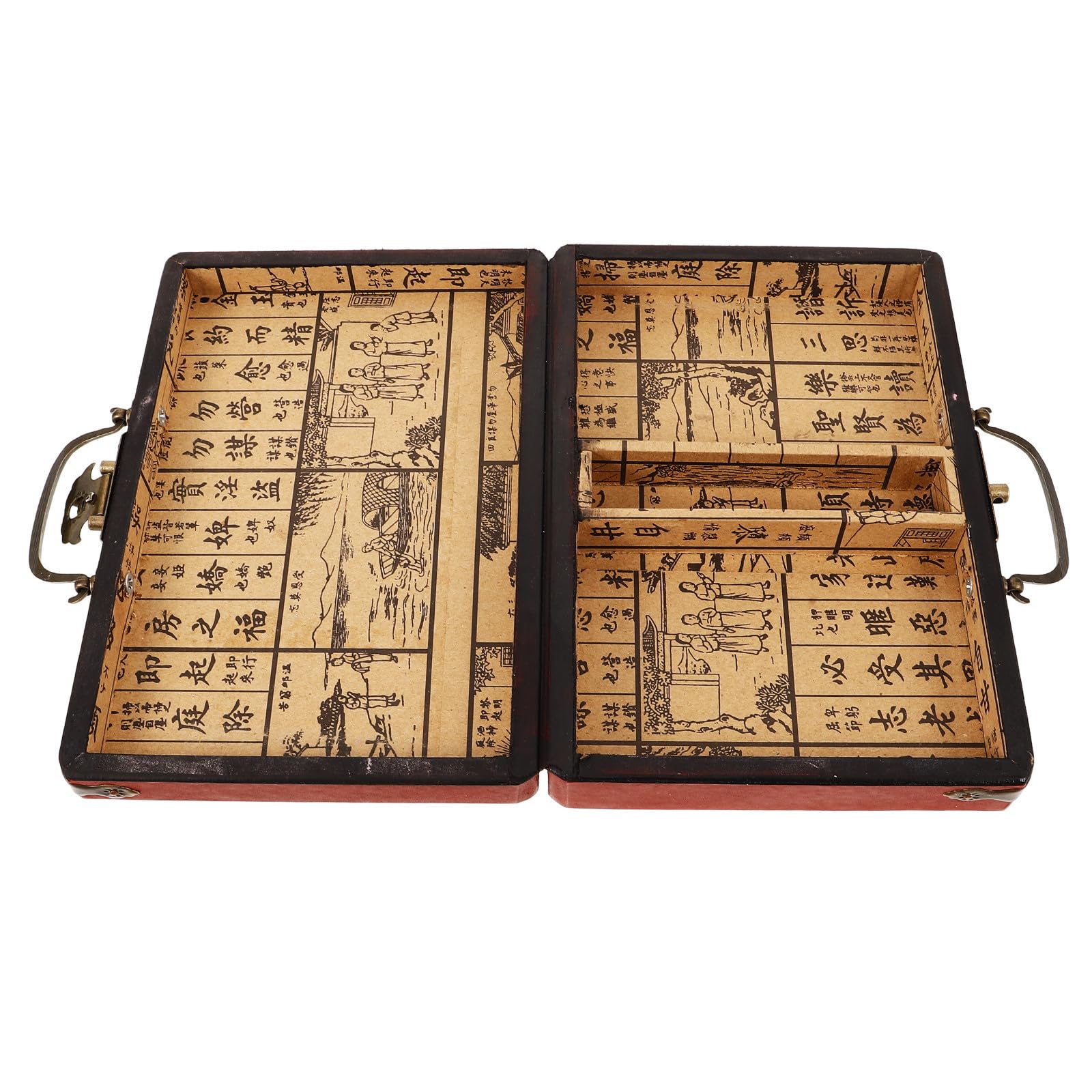 STOBAZA 2 Stück Vintage Mahjong Kasten mit Griff, Rot, Tragbar