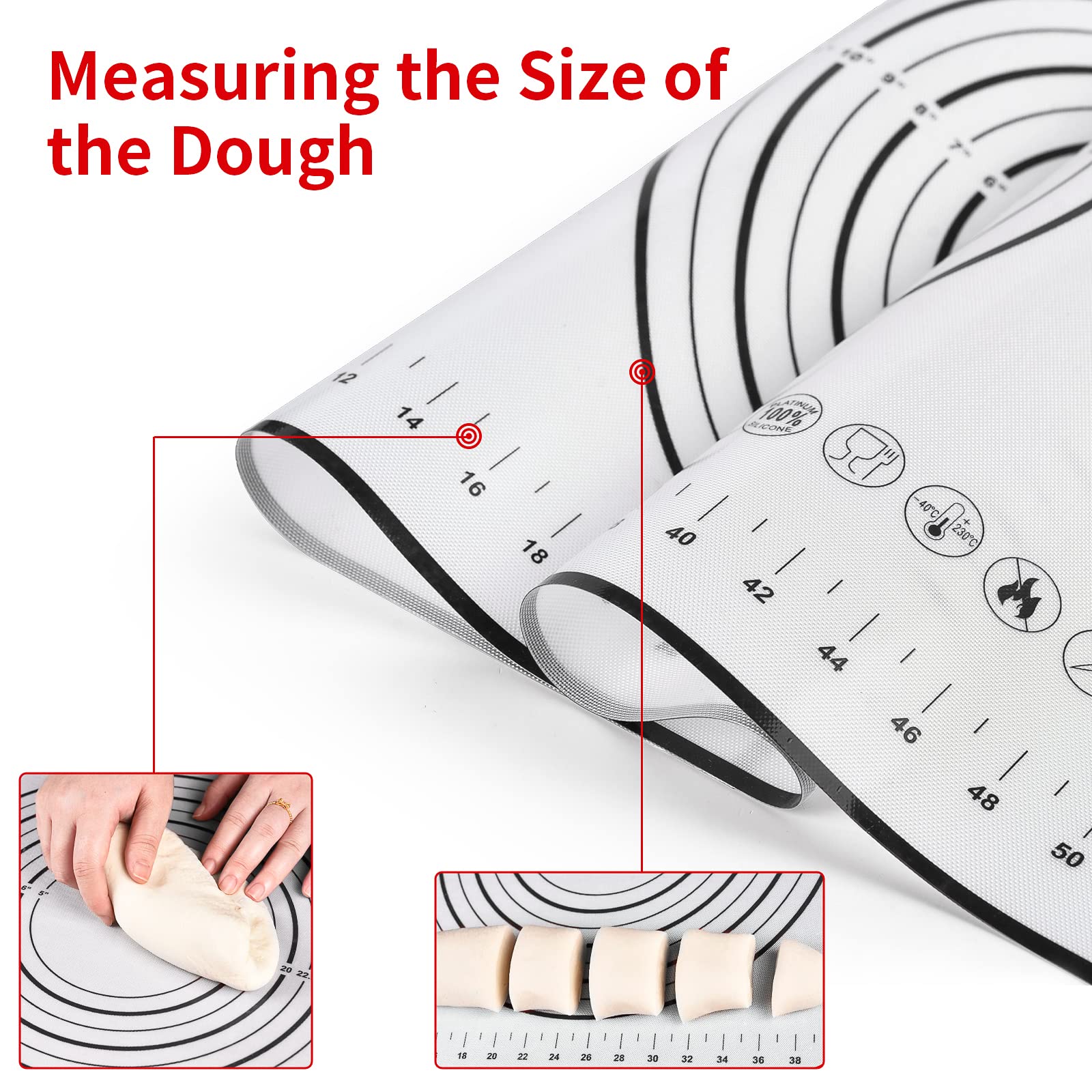 70 X 50cm Tapis Silicone Patisserie Avec 3 Grattoirs 1 Brosses Tapis