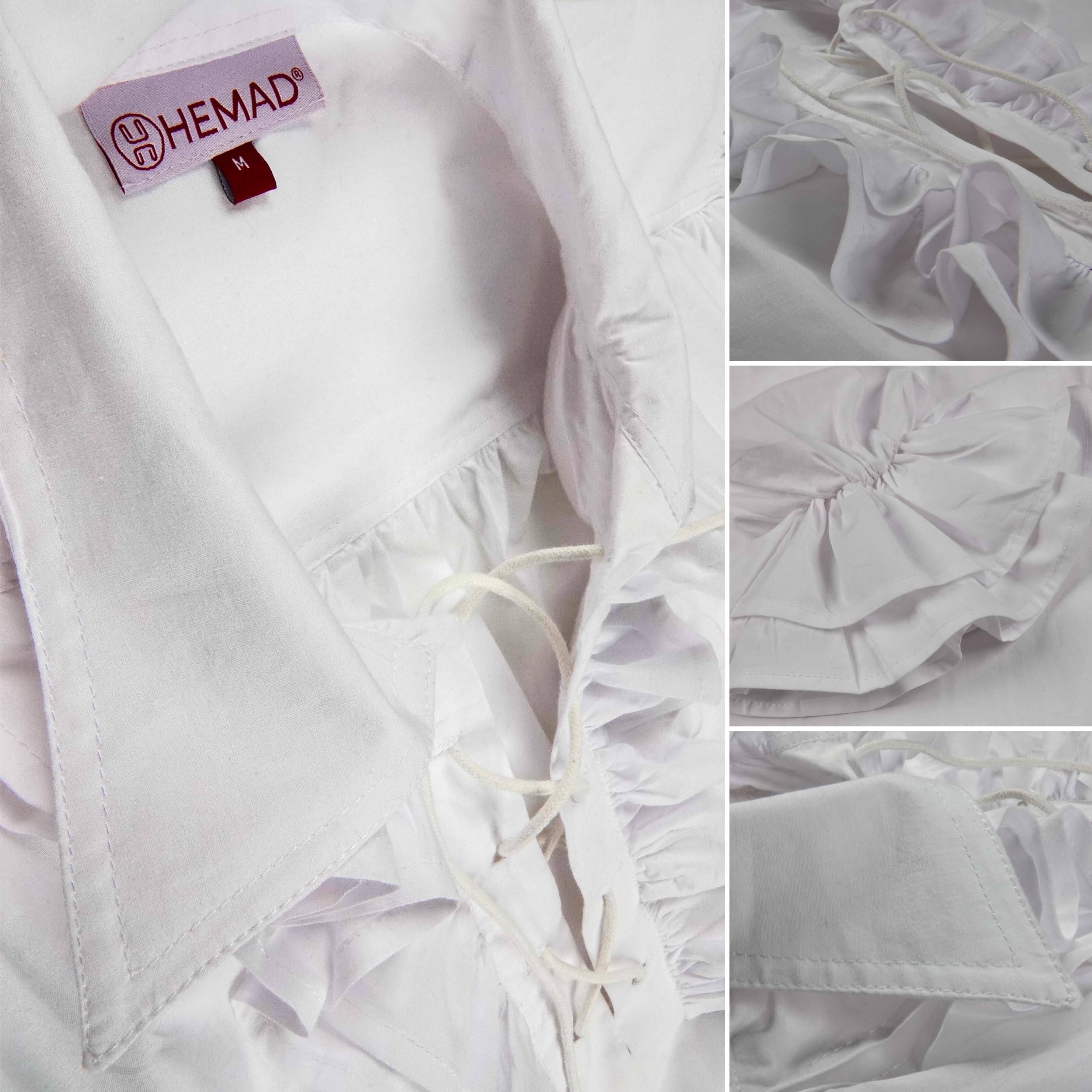 Camicia con rouche, nero S-XXXL, camicia con lacci