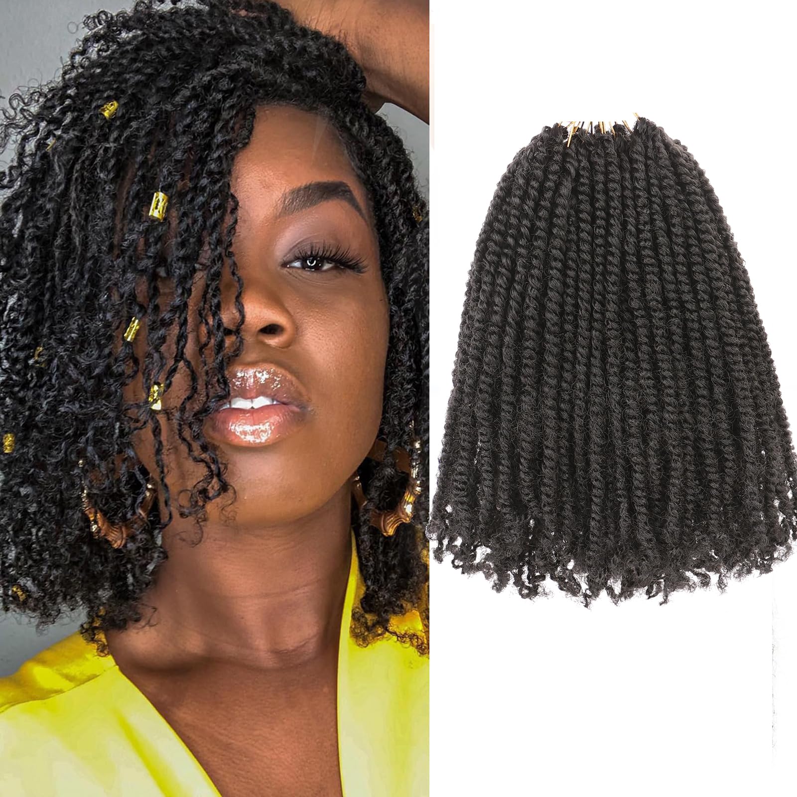 ZRQ 6 Inch Micro Twist Crochet Hair Bob Crochet Braids Mini Pre-twisted Passion Twist Mini Senegalese Twist Crochet Hair Pre-looped Micro Braids Crochet Hair Extensions(9 Packs,4#)