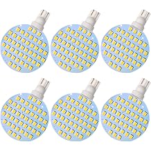 Super Bright Warm White 3000K T10 192 194 C921 48-2835SMD 3W LED Bulbs for AC/DC 12-24V Ceiling Dome Lighting Camper Trailer Motorhome Marine Boat Indoor RV Ceiling Dome Lights Pack of 6