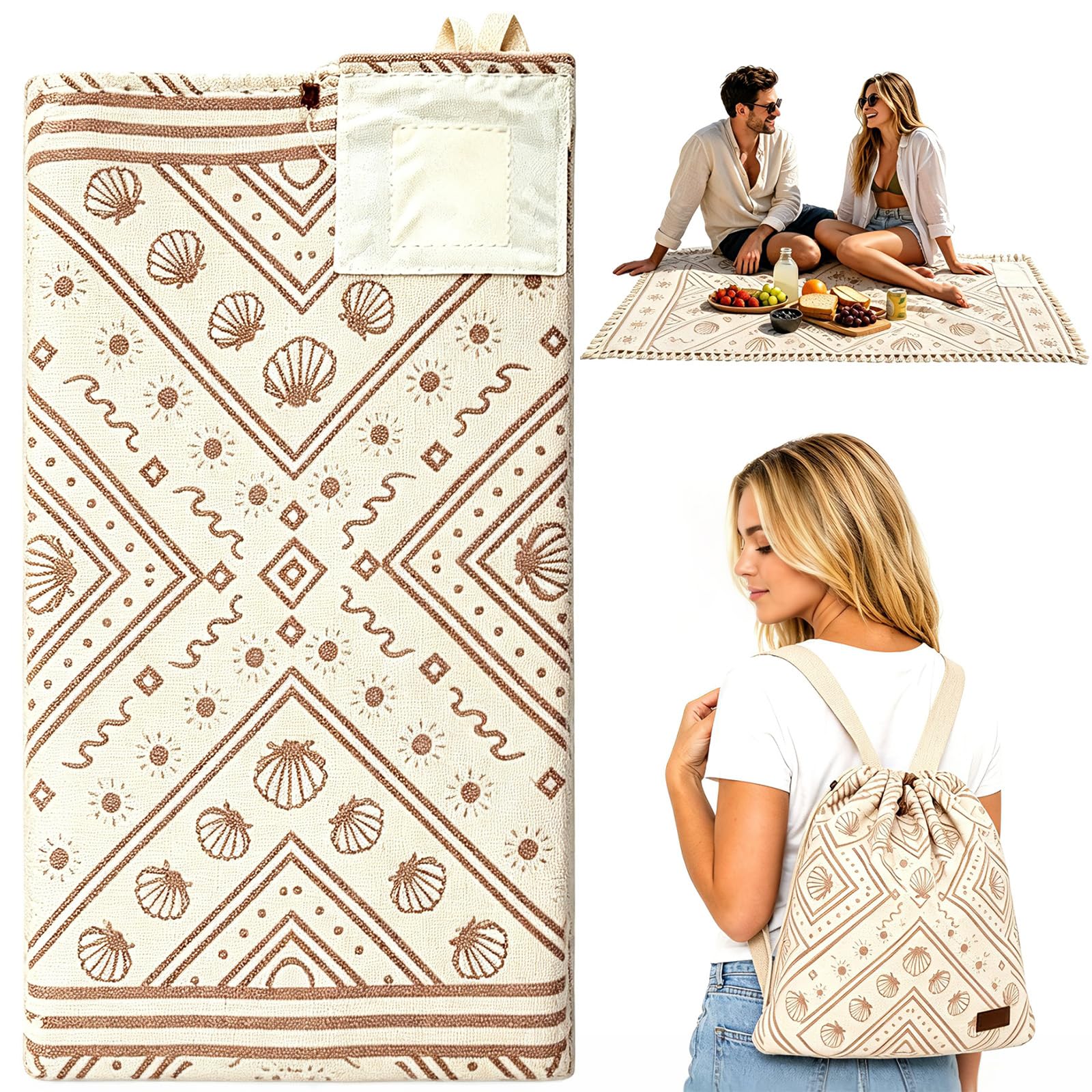 YOMOZEM 2 in 1 Beach Towel Bag Convertible Microfibre Backpack For Adults