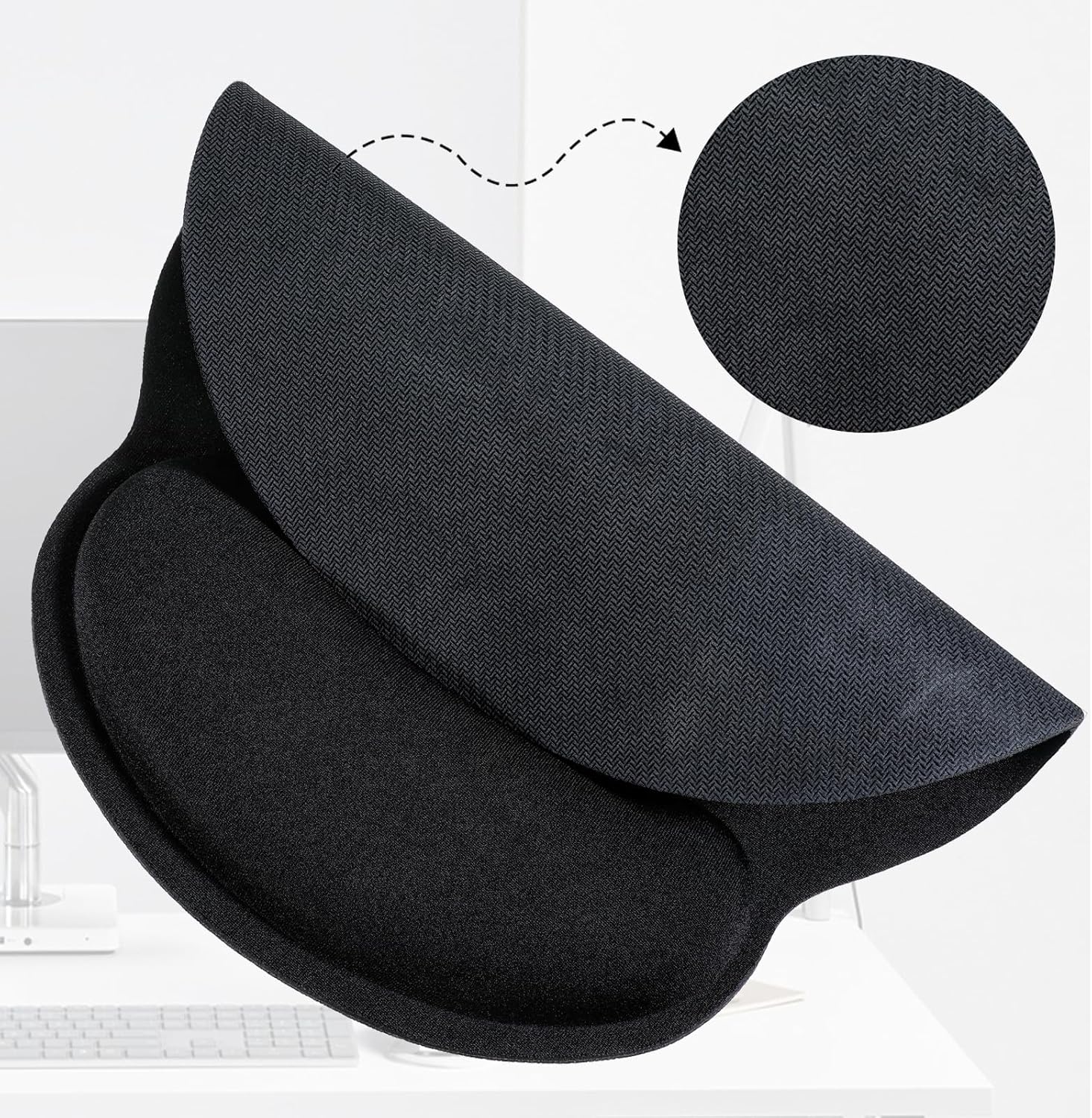 JJUNW 8 Pack Ergonomic Mouse Pad with Wrist Rest Support, Black Comfortable Mousepad with Non-Slip Base, Small Memory Foam Computer Mouse Pad for Laptop Computer Gaming