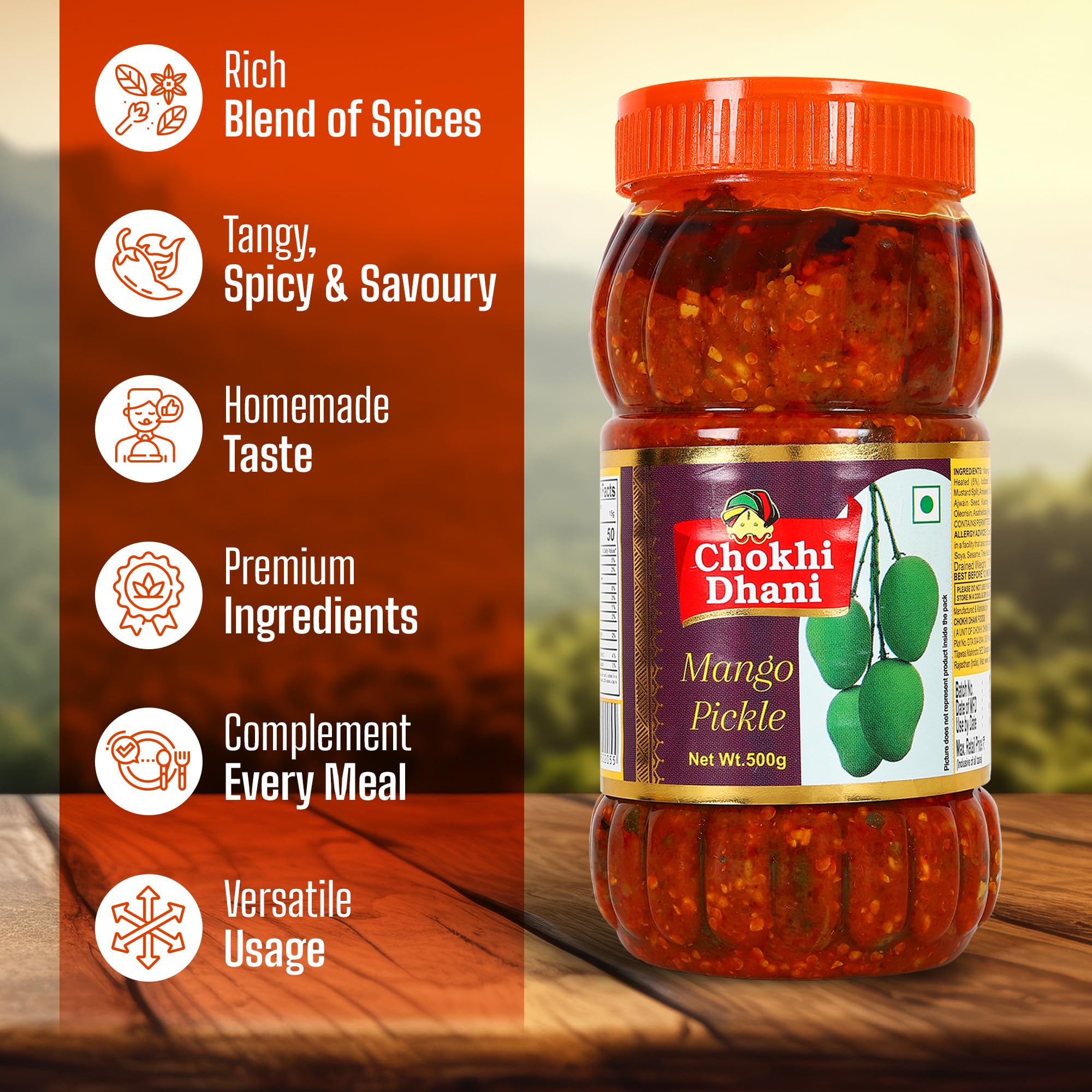 Chokhi Dhani Mango Pickle 500g | Aam Ka Achar | Mustard Oil Based Traditional Indian Pickle | Spicy & Tangy Homemade Style with Authentic Spices 4