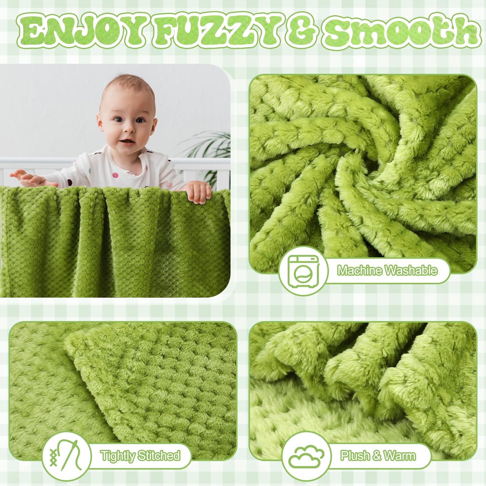 Newwiee 3 mantas de bebé de 30 x 40 pulgadas, manta suave y mullida, manta neutra para niños, manta cálida para cuna, manta de recepción para niños pequeños, suministros de viaje (color clásico)