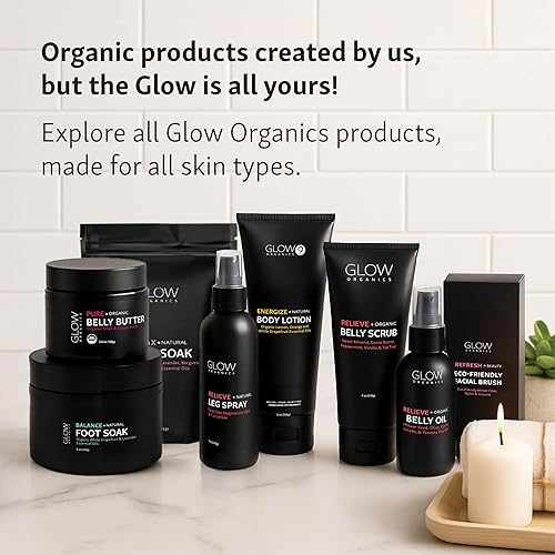 Miniatura 7 de Glow Organics Caja de embarazo, rutina de 3 pasos, kit con exfoliante para el vientre, aceite y mantequilla para estrías, orgánico, cuidado de la