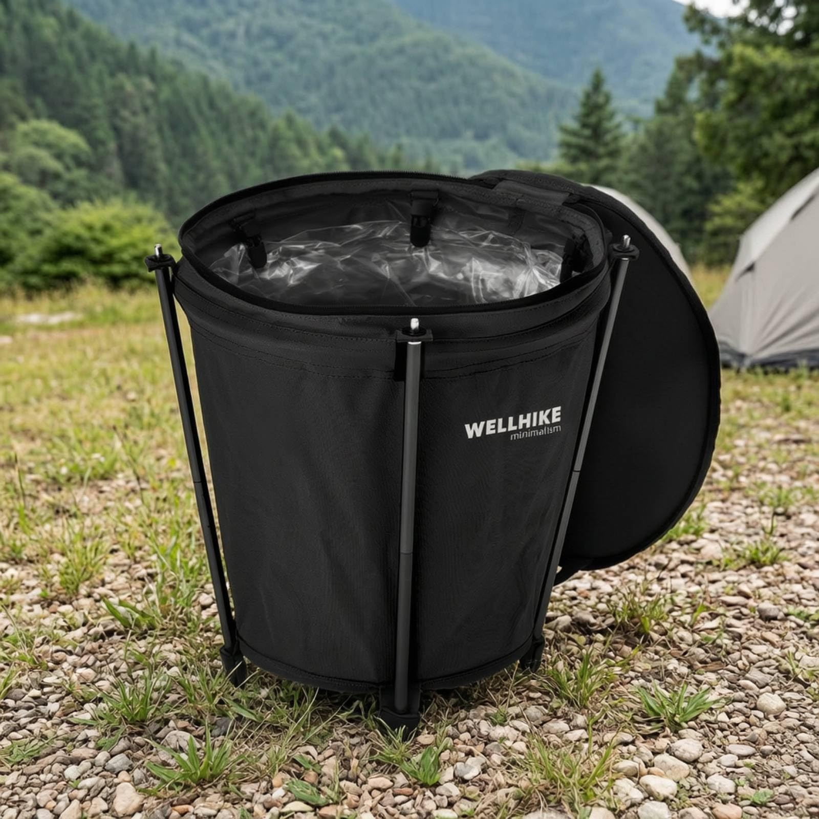 Sharplace Outdoor Faltbarer Mülleimer Klappbarer Abfallbehälter Campingtasche Müllsackhalter mit Innenauskleidung aus PVC Und 600D Gewebe mit Vier Stützstangen