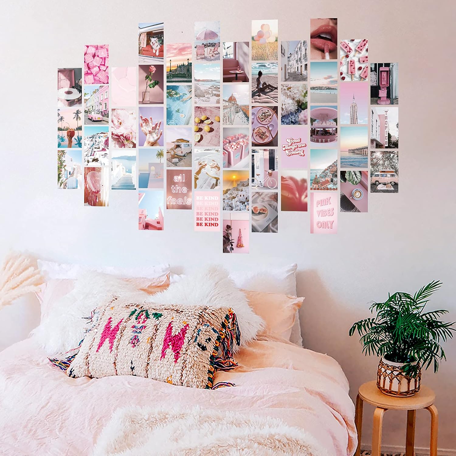 ONE WALL Photo Collage Kit for Wall Aesthetic Room Decor, Pink Aesthetic Pictures for Wall Collage, 4x6 inch Photo Prints VSCO Poster for Bedroom, Wall Art Print Dorm Wall Decor for Teen Girls