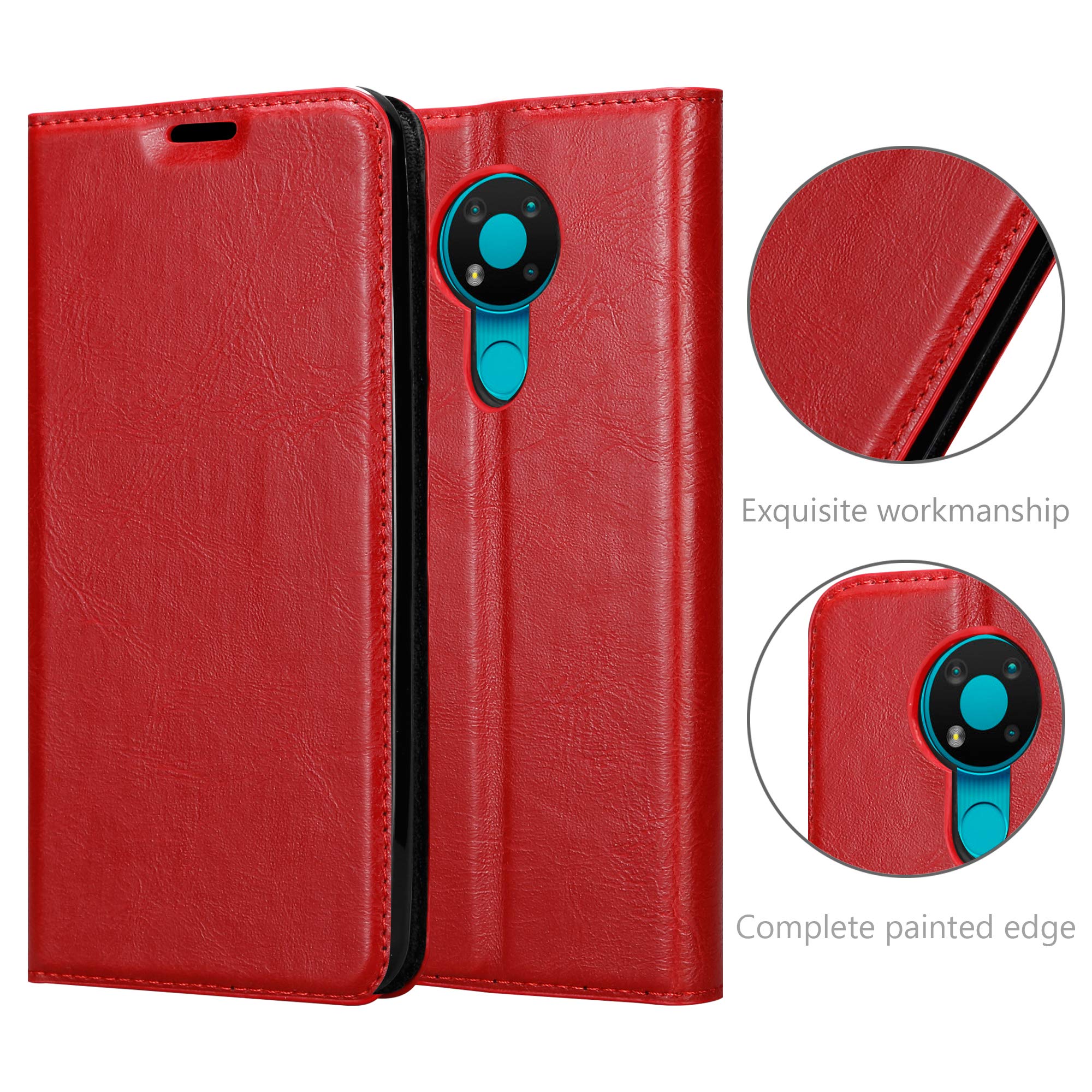 Cadorabo Cover Libro Per Nokia 5.3 - Portafoglio Con Chiusura Magnetica E Vani - Rosso Mela - 2