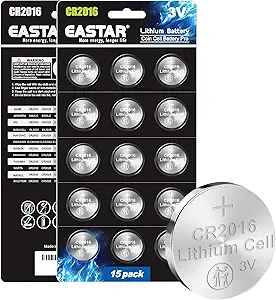 CR2016 Battery 15 Pack - 3V CR2016 Lithium Batteries for Small Electronic Devices, 10 Year Shelf Life, CR2016 Button Cell Battery with Child-Secure Packaging for Car Remote, Watch