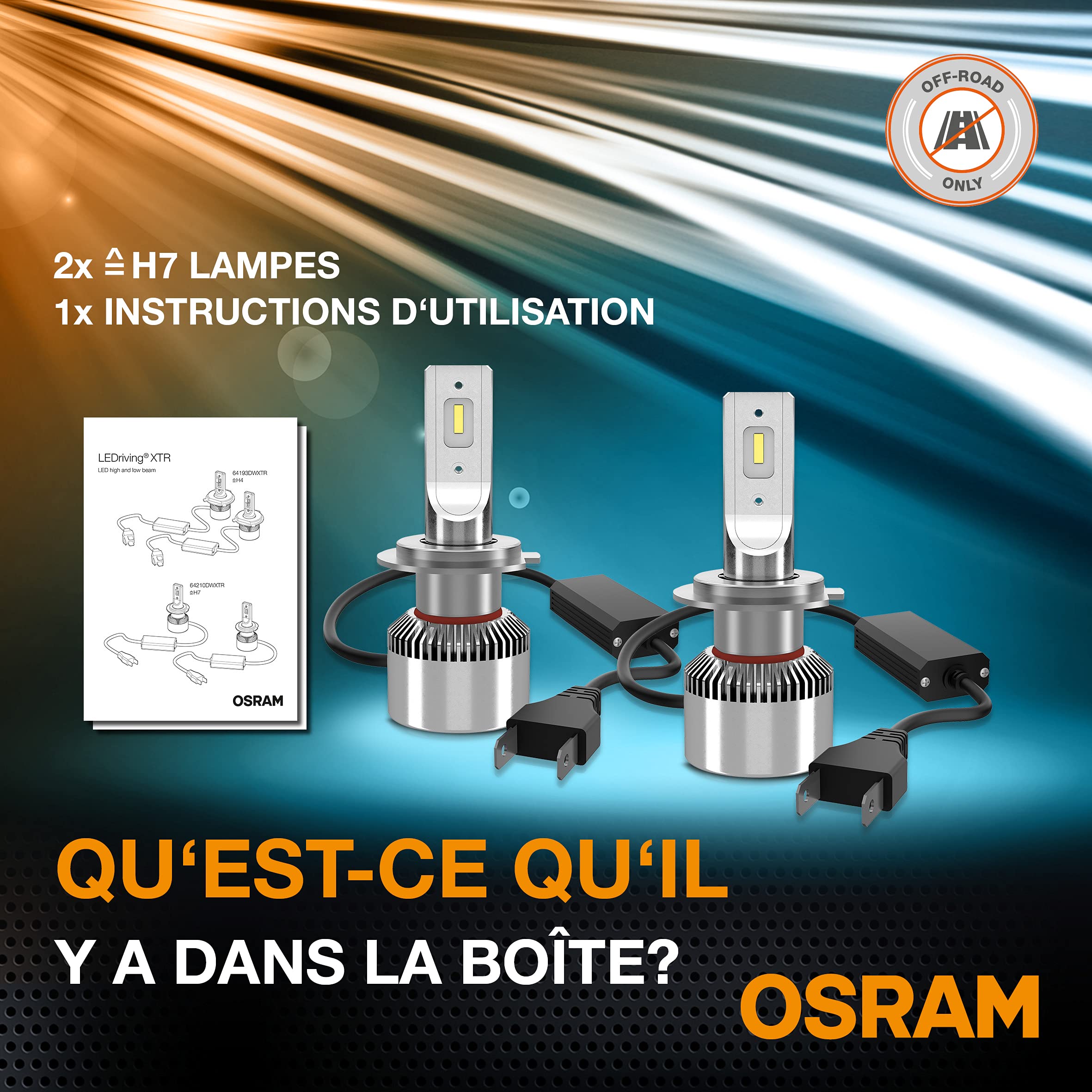 Osram LEDriving XTR, ≜H7 lampes de phare, H7 LED, lumière LED blanc froid, tout-terrain uniquement, 64210DWXTR, boîte pliante (2 lampes) | tout-terrain uniquement, 64210DWXTR, boîte pliante (2 lampes)